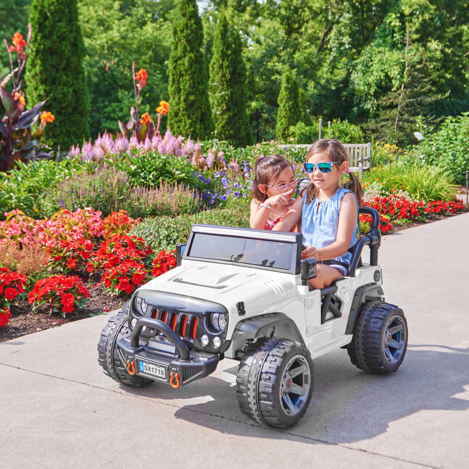 VOLTZ TOYS – JOUET porteur à 2 places, voiture électrique 12&nbsp;V pour enfants, Jeep électrique avec 2 sièges, éclairage DEL complet, contrôle