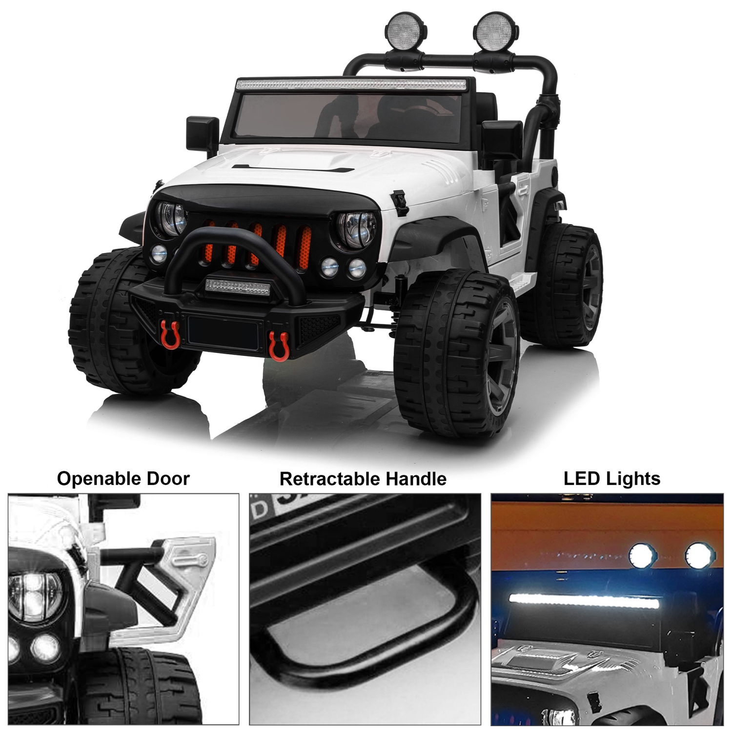 VOLTZ TOYS – JOUET porteur à 2 places, voiture électrique 12&nbsp;V pour enfants, Jeep électrique avec 2 sièges, éclairage DEL complet, contrôle