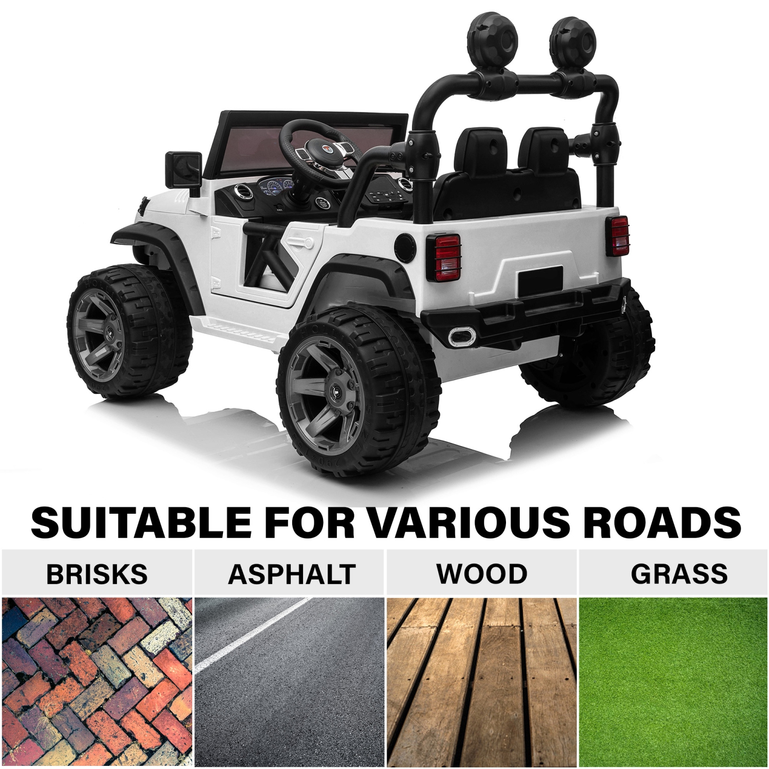 VOLTZ TOYS – JOUET porteur à 2 places, voiture électrique 12&nbsp;V pour enfants, Jeep électrique avec 2 sièges, éclairage DEL complet, contrôle