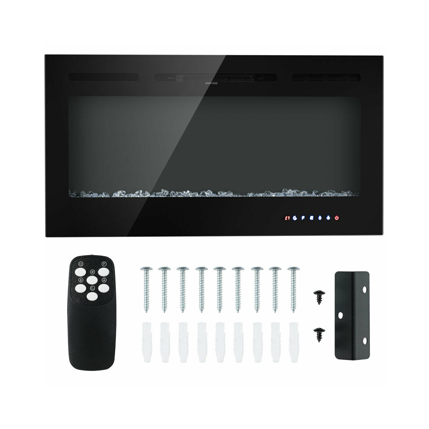 Gymax 40'' Electric Fireplace Recessed and Wall Mounted 750W/1500W W/ Multicolor Flame