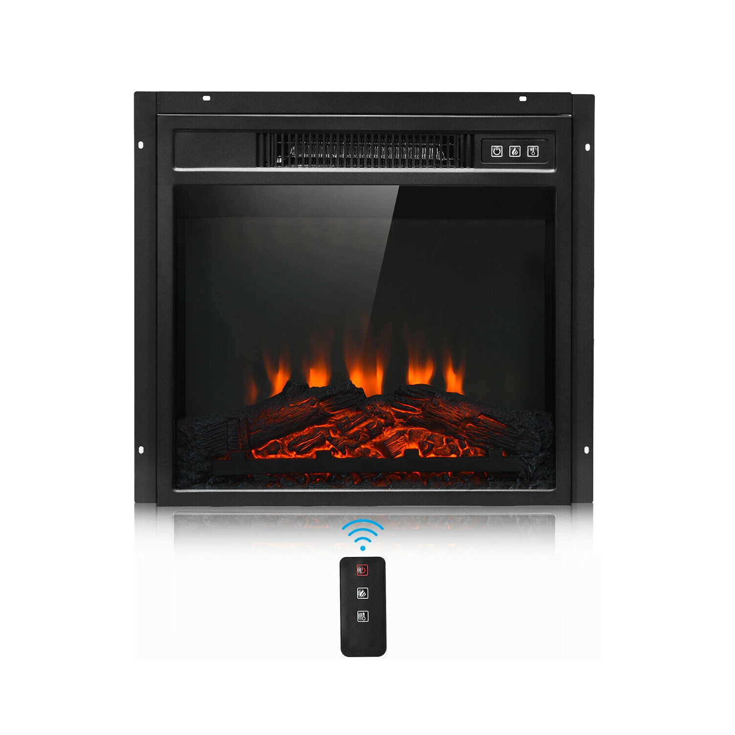 Gymax 18" Electric Fireplace Freestanding &Wall-Mounted Heater Log Flame Remote 1400W