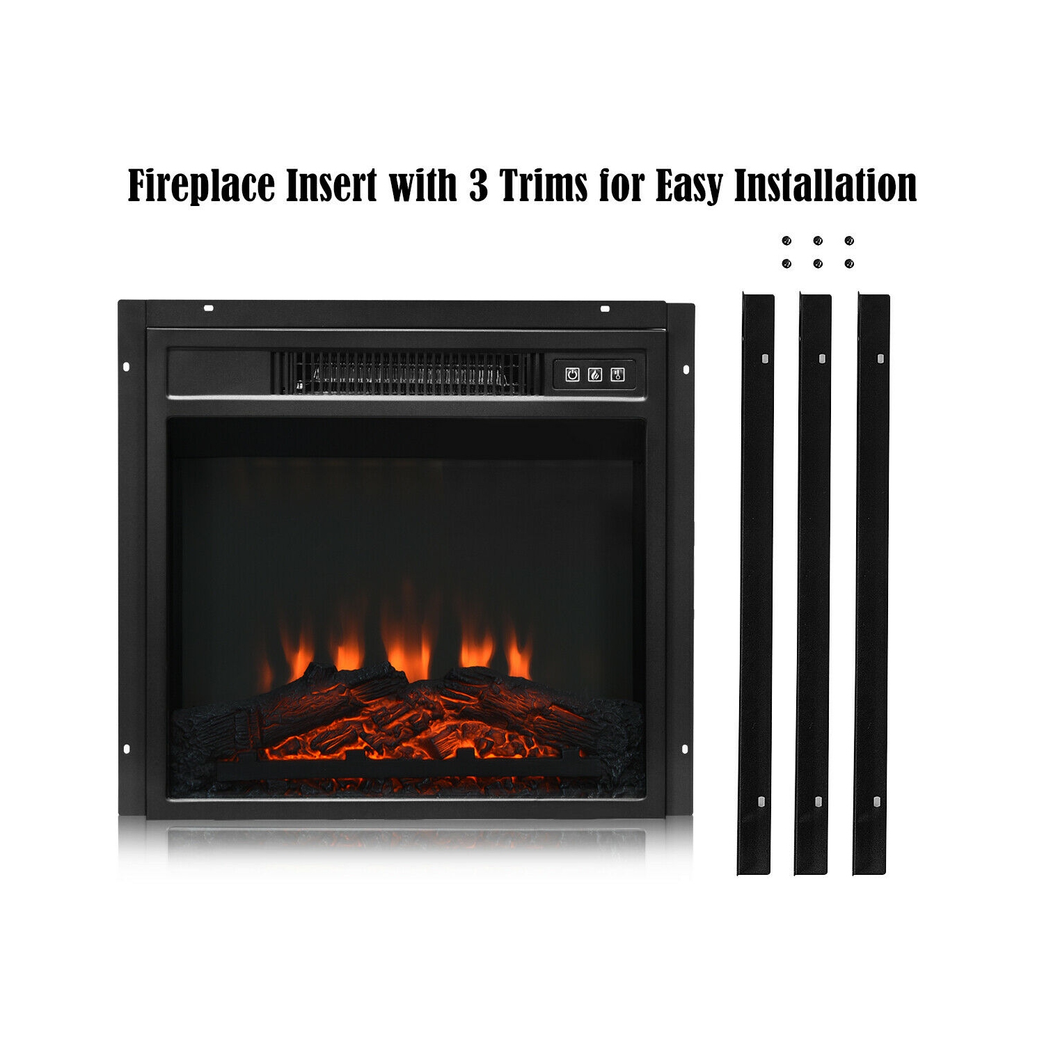 Gymax 18" Electric Fireplace Freestanding &Wall-Mounted Heater Log Flame Remote 1400W