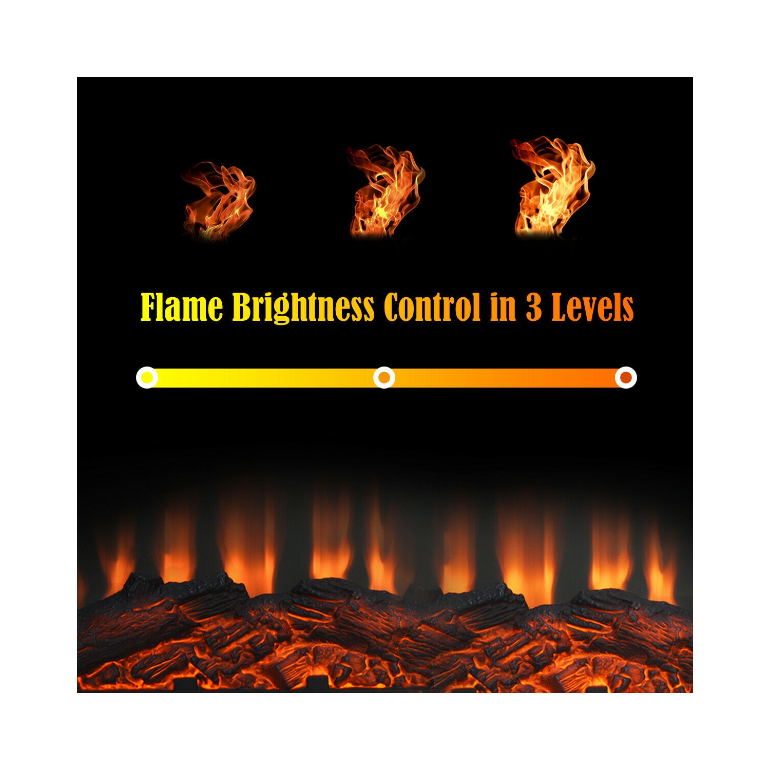 Gymax 18" Electric Fireplace Freestanding &Wall-Mounted Heater Log Flame Remote 1400W