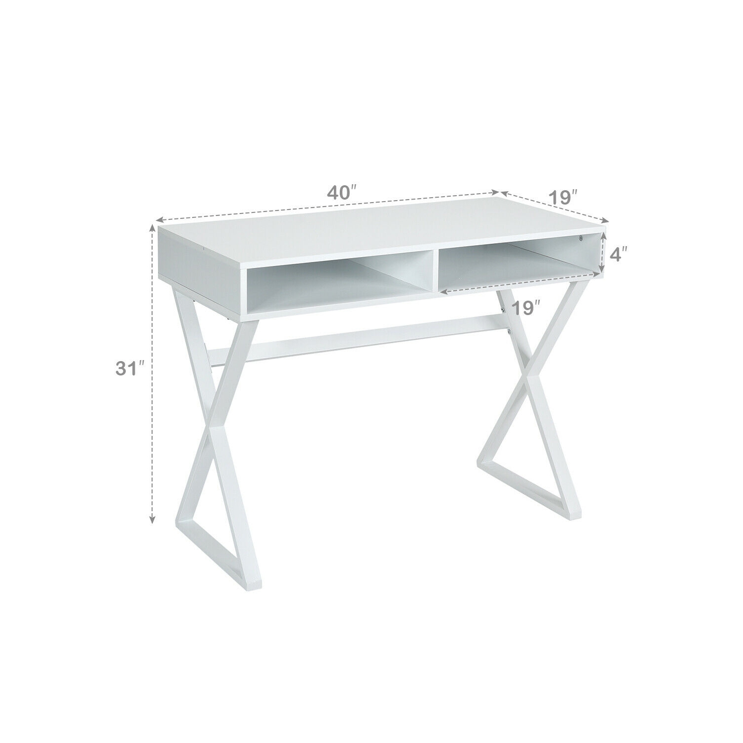 Gymax Modern Computer Desk Writing Desk Makeup Vanity Table Storage