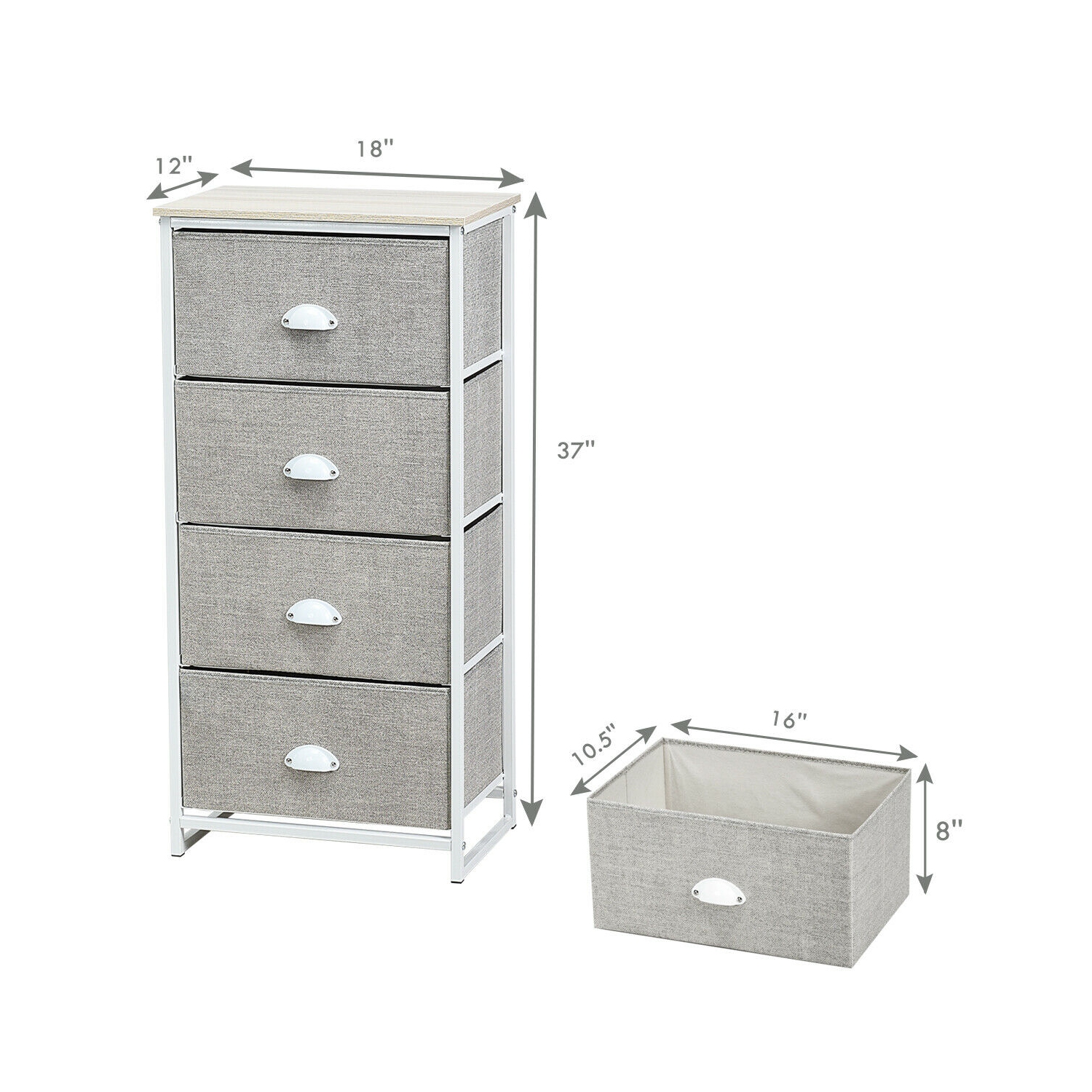 Gymax 4 Drawers Dresser Chest Storage Tower Side Table Display Home Furniture Office