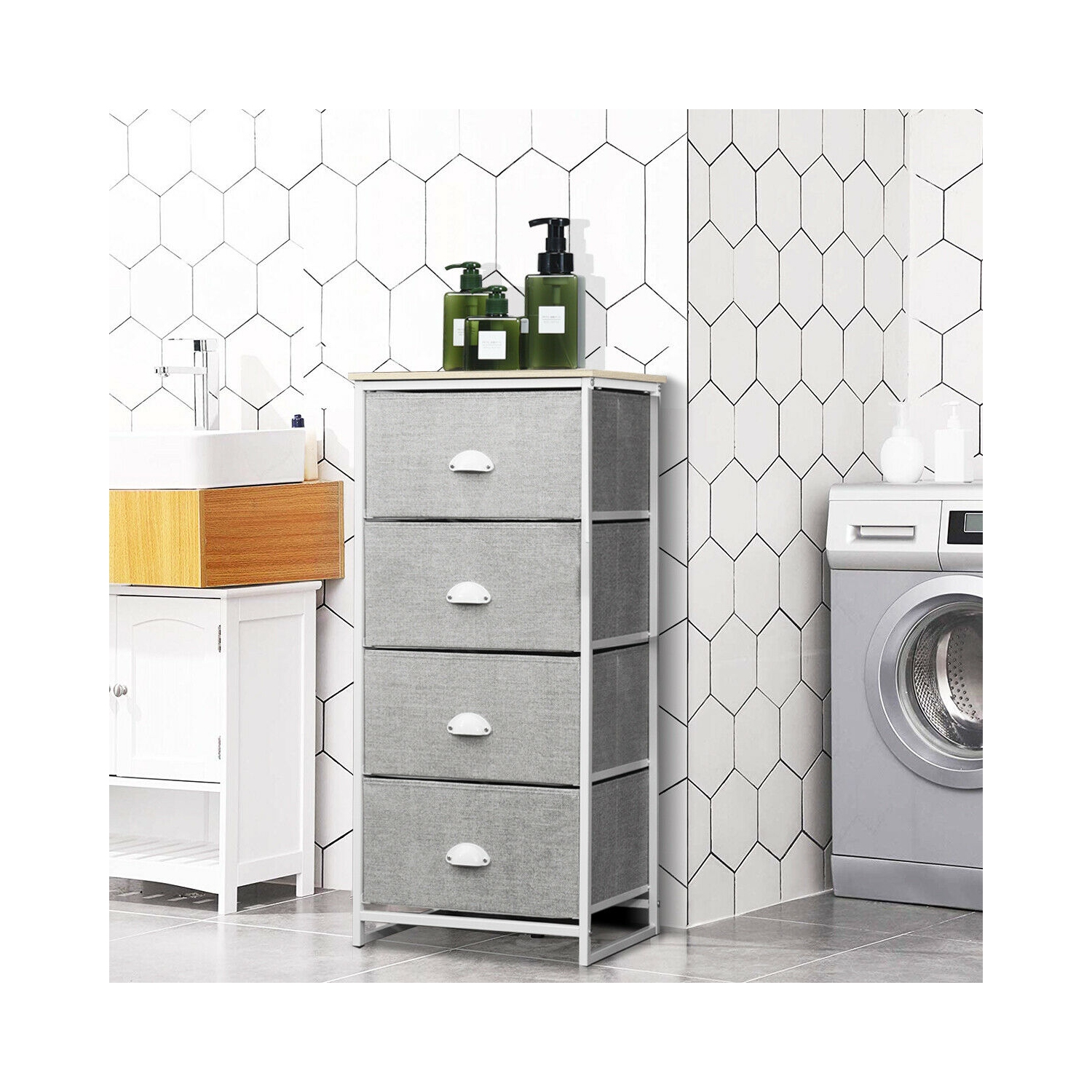 Gymax 4 Drawers Dresser Chest Storage Tower Side Table Display Home Furniture Office