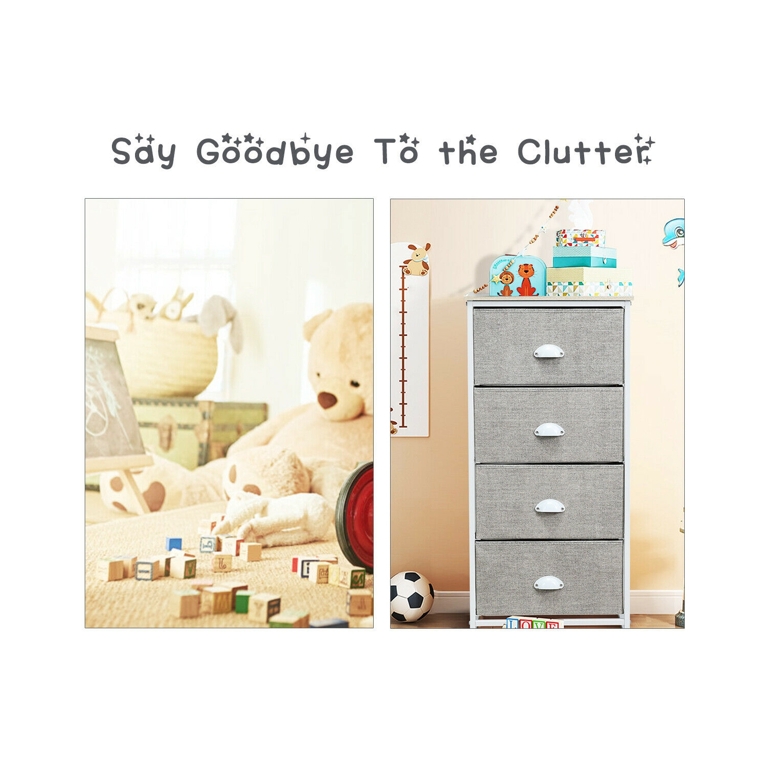 Gymax 4 Drawers Dresser Chest Storage Tower Side Table Display Home Furniture Office