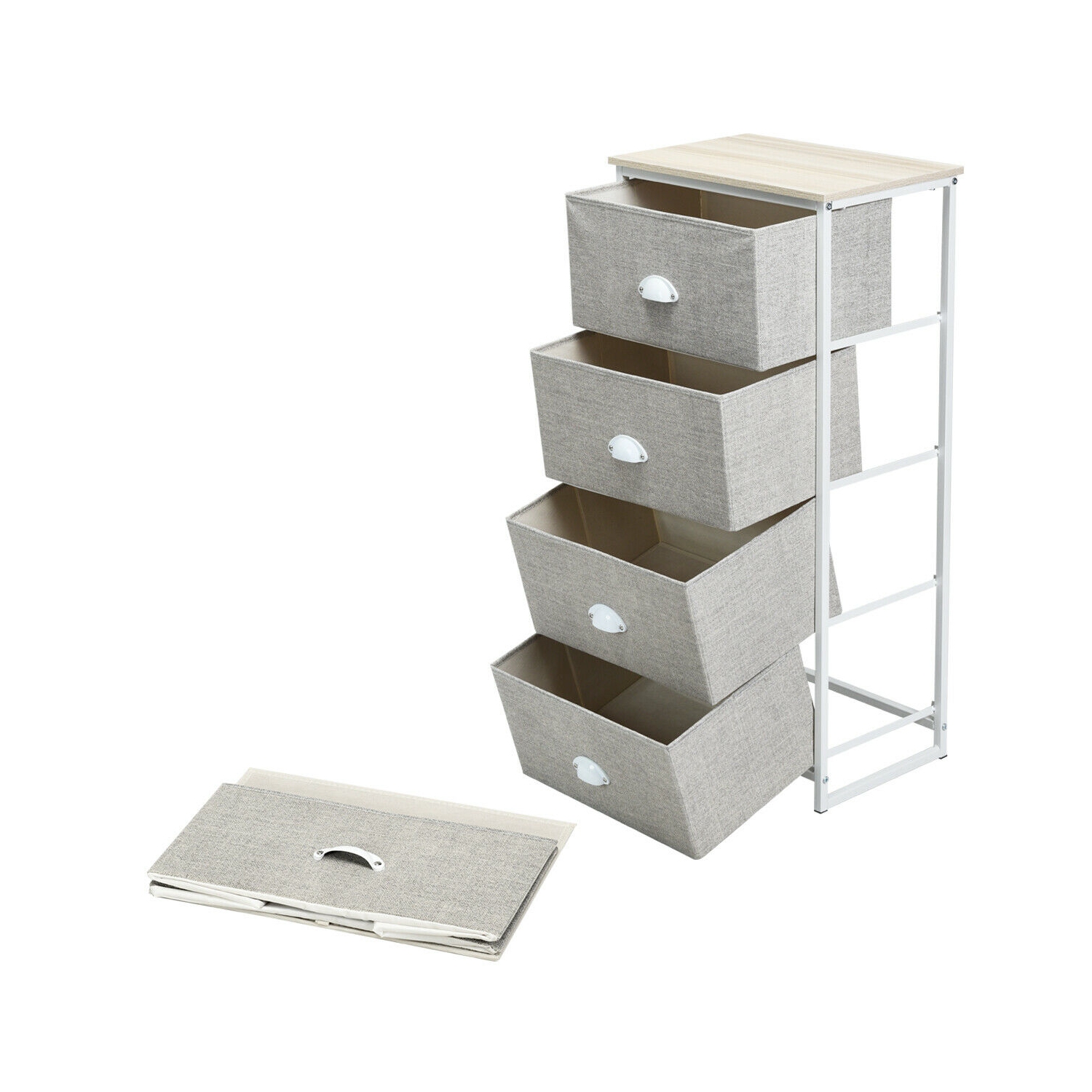 Gymax 4 Drawers Dresser Chest Storage Tower Side Table Display Home Furniture Office