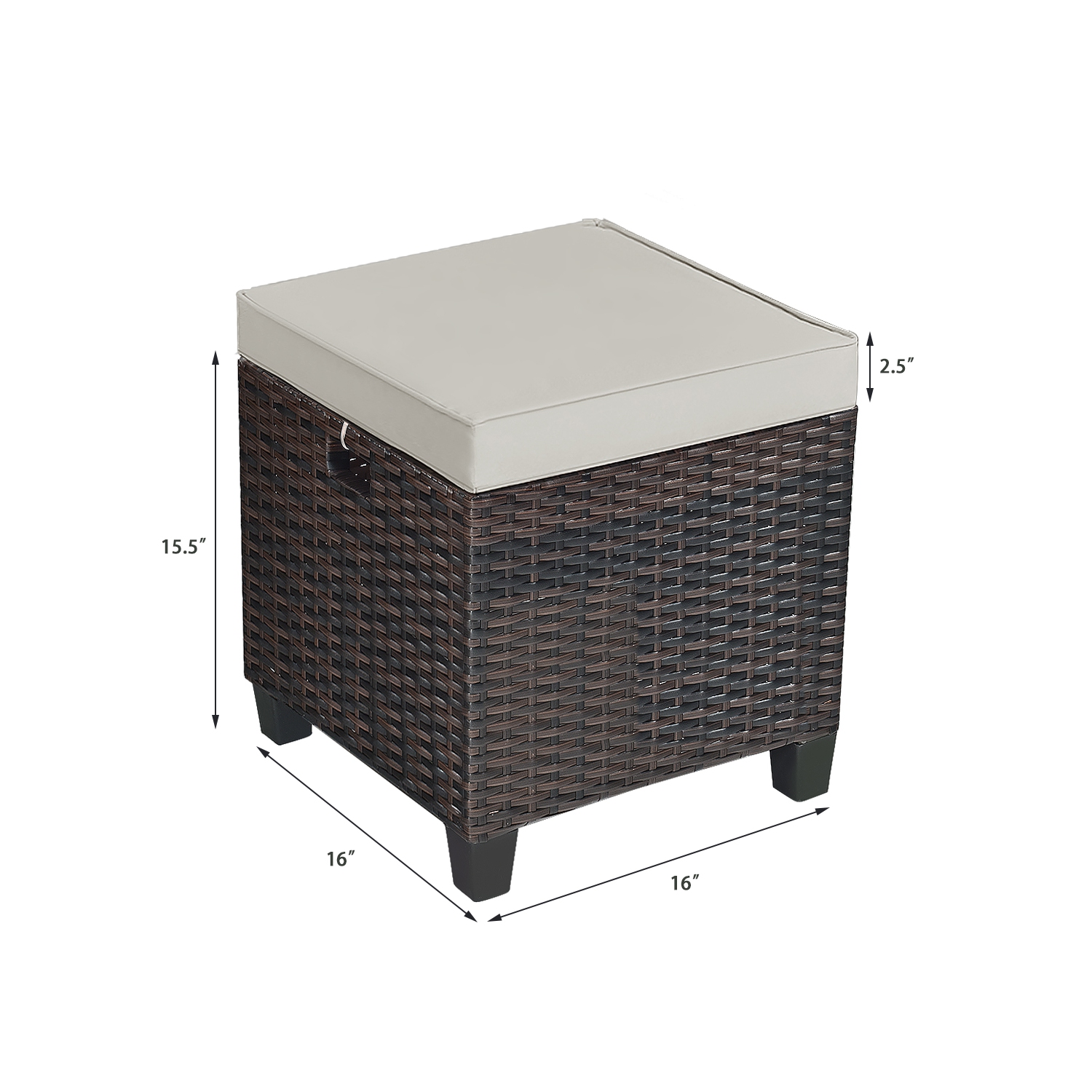 Lot de 2 repose-pieds en rotin Patio pouf extérieur avec coussin marque Gymax