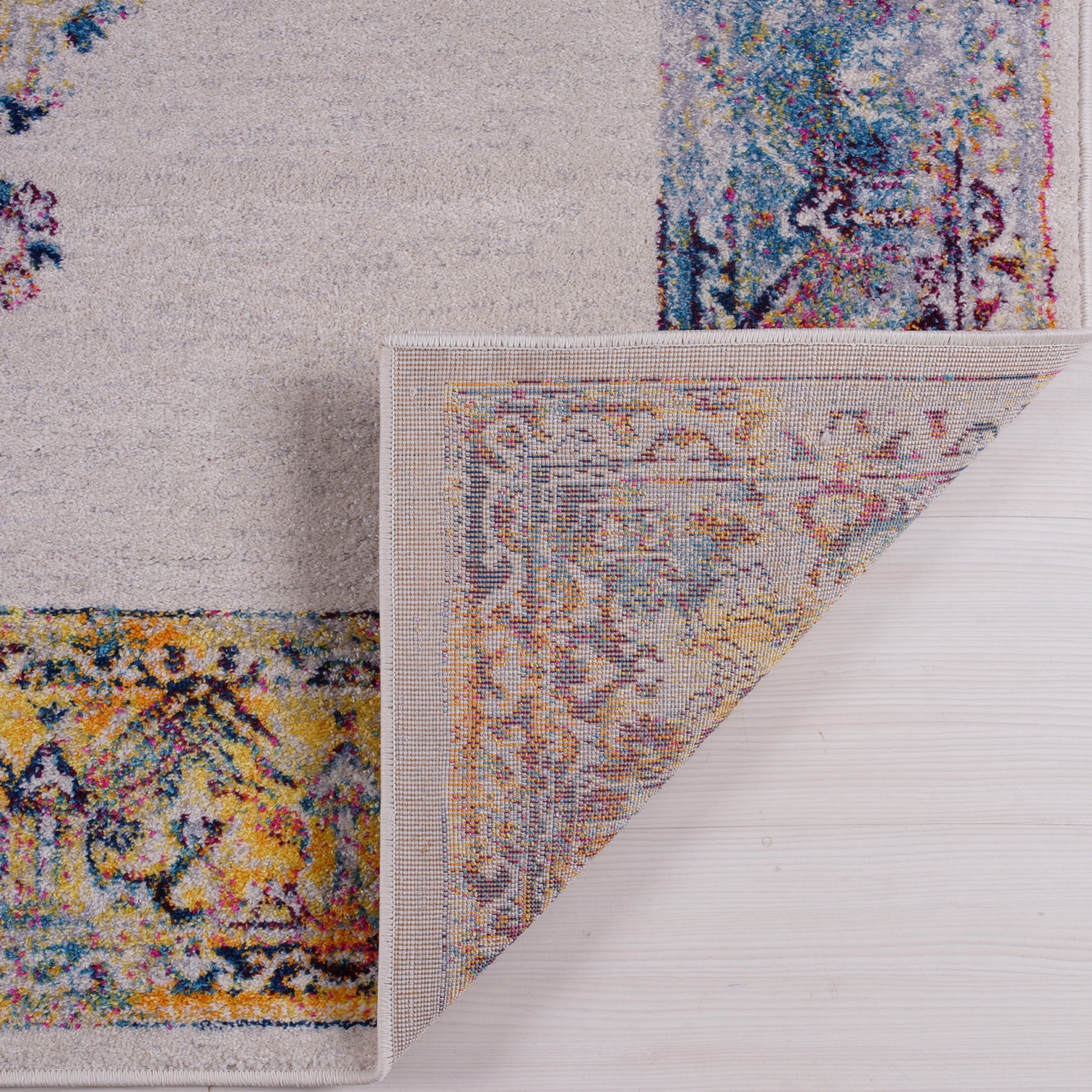 Tapis traditionnel à bordure Ladole Saba, multicolore, 7 x 10 pi