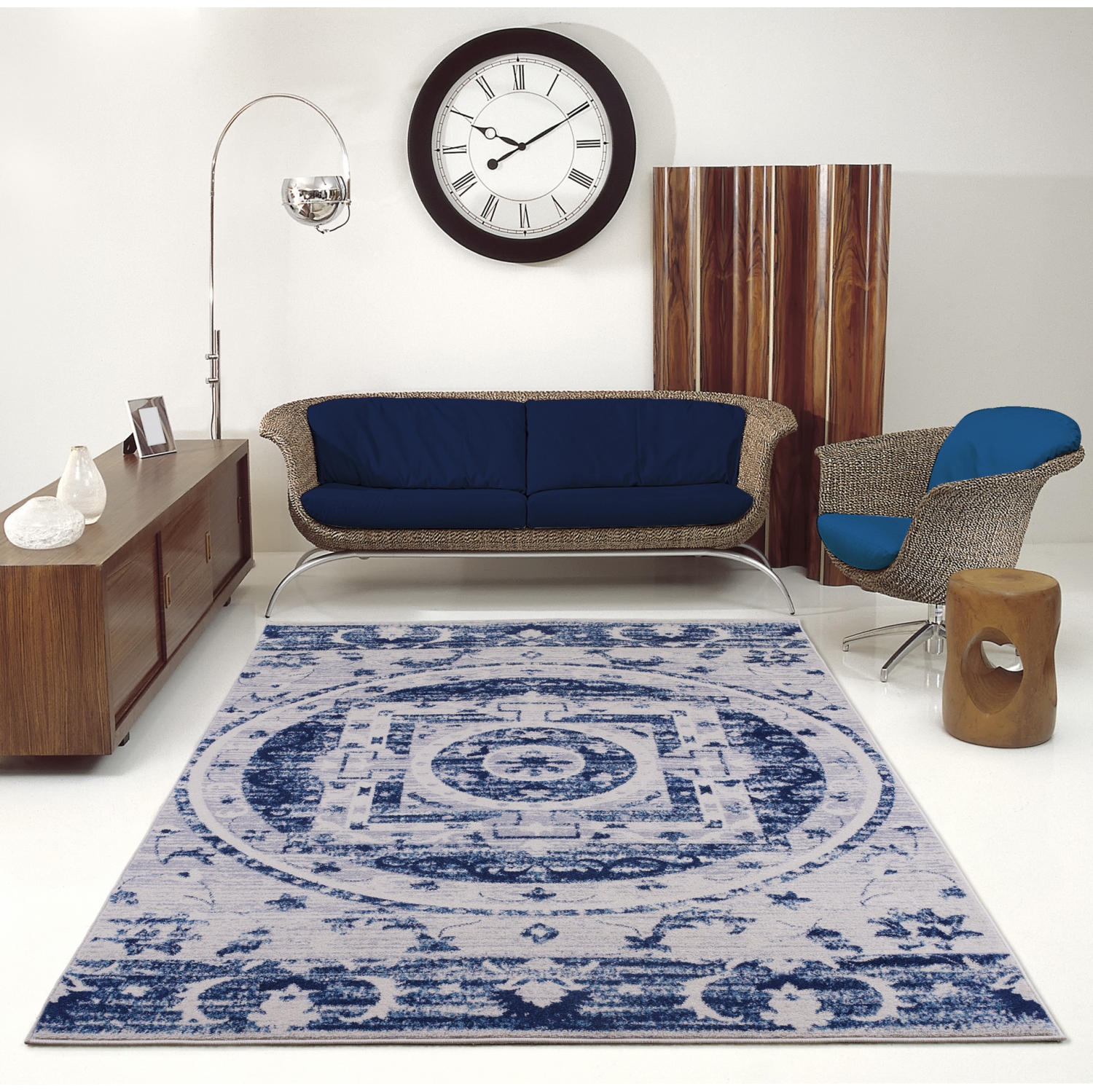 Ladole Rugs Kahina Traditional Botanical Style Innovative Area Rug Carpet in Blue, 5x8