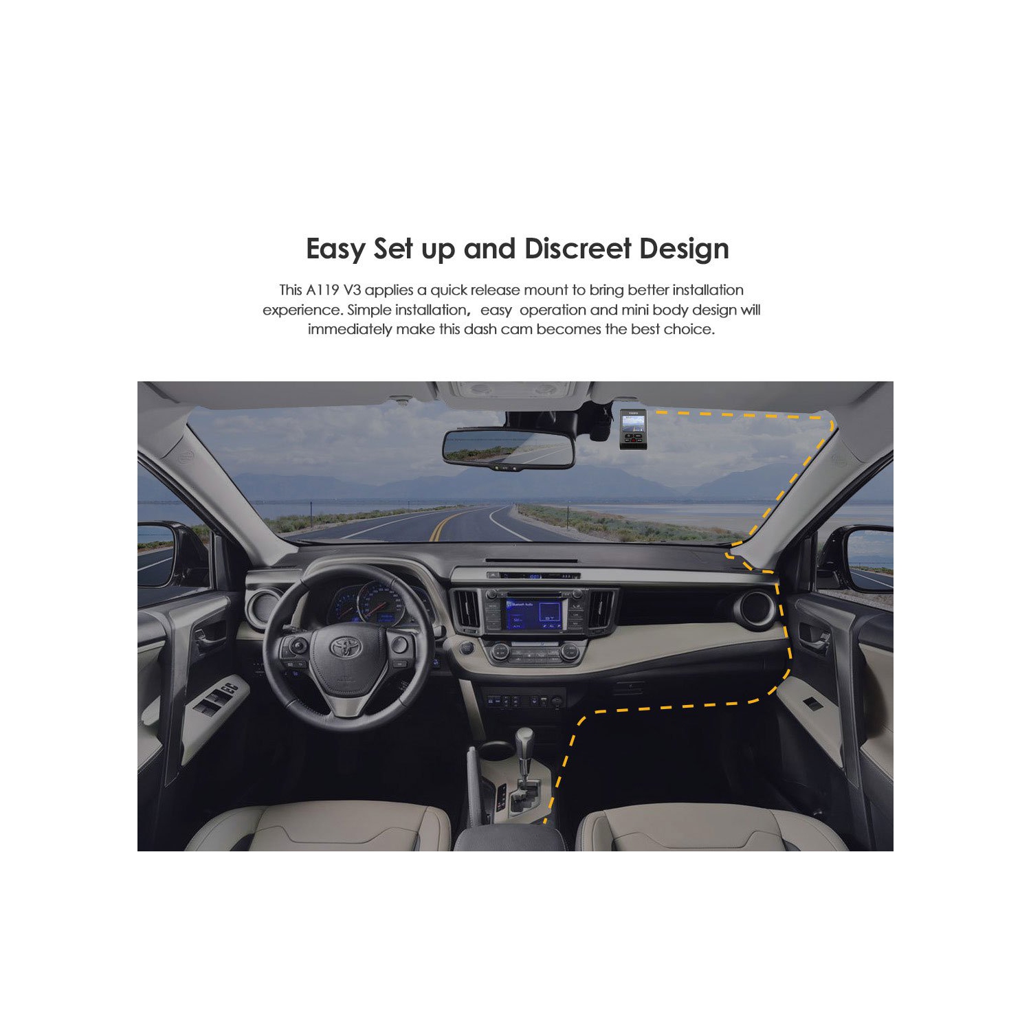 Caméra de tableau de bord 2,5 K V3 A119 de VIOFO 2560 x 1600P Quad HD+ avec enregistreur numérique pour l’auto et enregistreur GPS