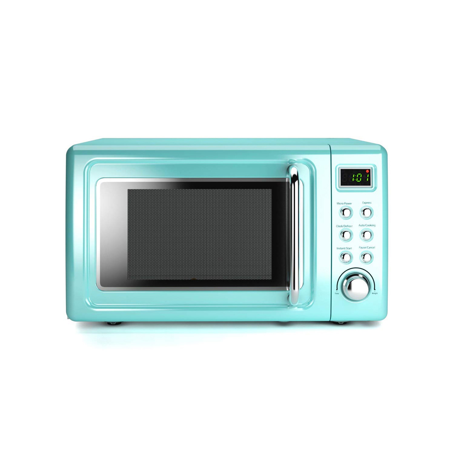 Costway 0.7Cu.ft Retro Countertop Microwave Oven 700W LED Display Glass Turntable