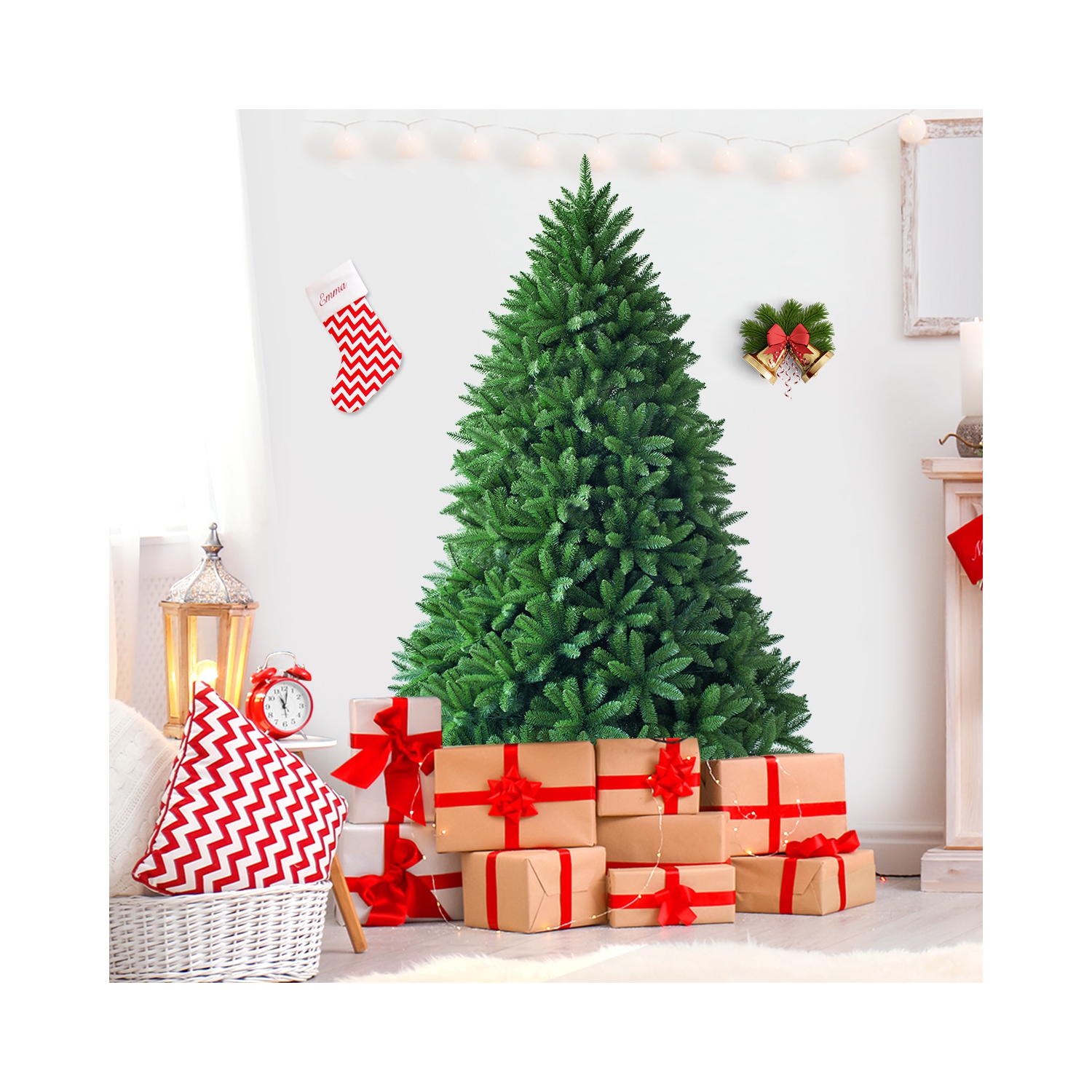 Sapin de Noël artificiel à charnières de qualité supérieure 6 pi de Costway avec 1250 embouts de branches