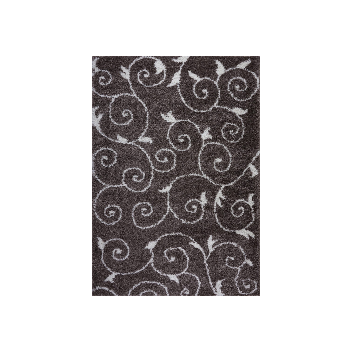 Ladole – Tapis intérieur Shaggy Rabat, spirales abstraites, blanc vison, 8 x 11