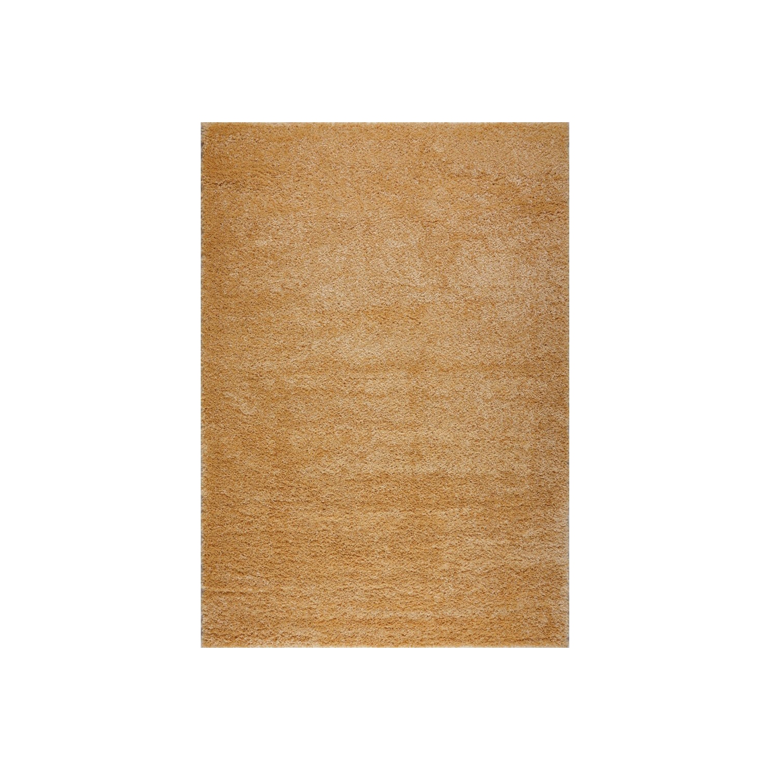 Ladole – Tapis intérieur turc durable Shaggy Meknes, couleur unie, jaune, 8 x 11