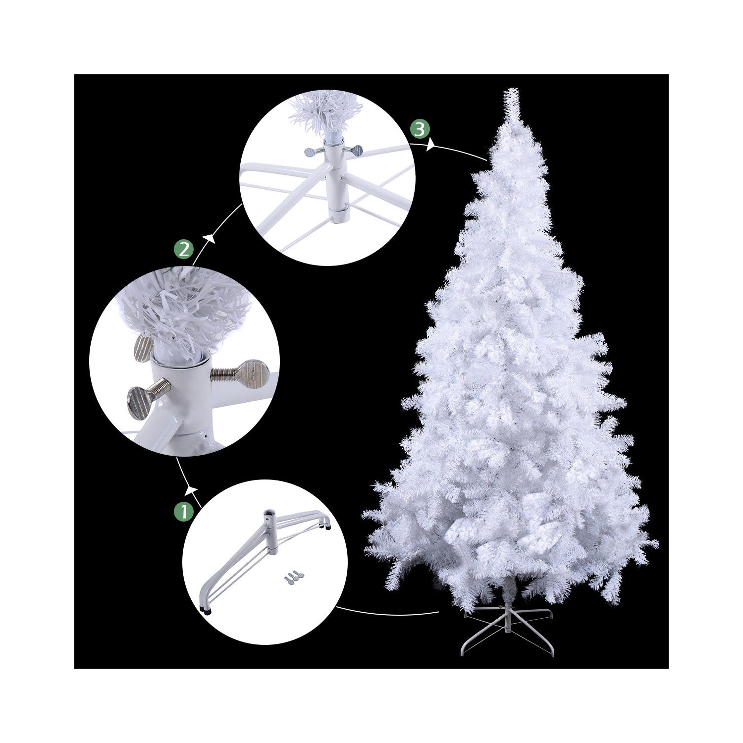 Costway 6Ft Artificial PVC Christmas Tree W/ Metal Stand Indoor Outdoor Décor White