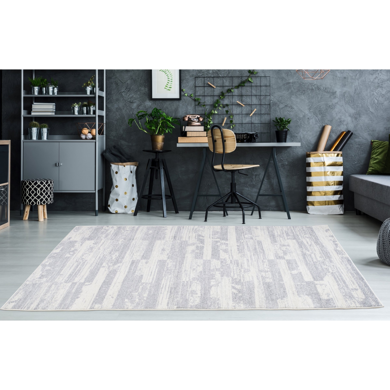 Ladole – Tapis décoratif Modeno, ivoire, en polypropylène, intérieur, moderne, 7x9