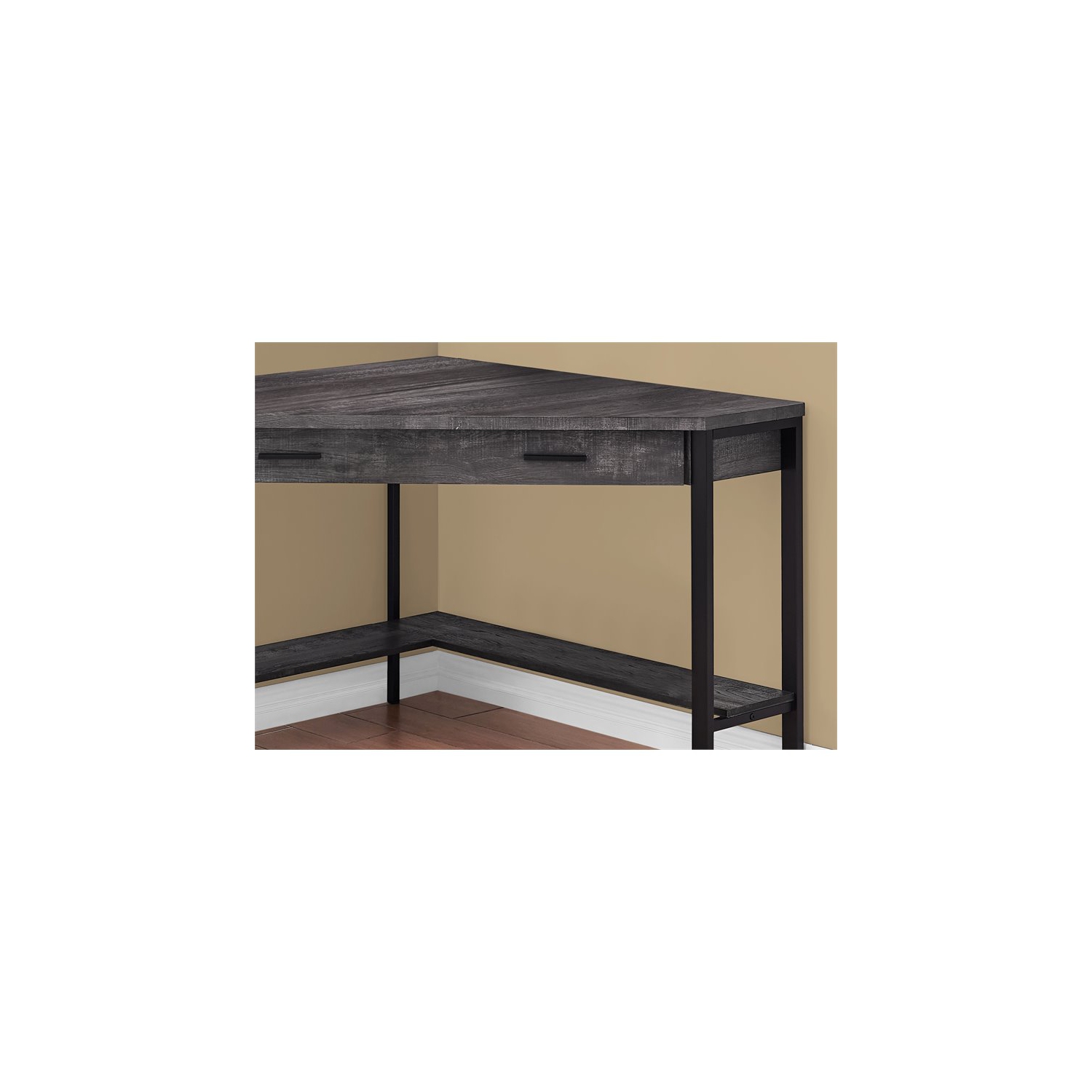 Monarch Specialties I 7507 Bureau - 42''L en Coin / Faux Boir Noir