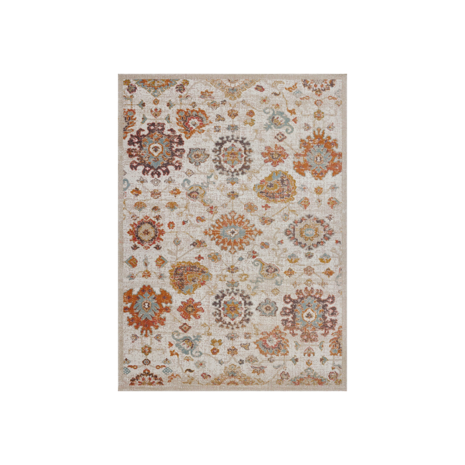 Ladole Rugs Venice Marigold Ornamental Area Rug Carpet in Cream, 4x5