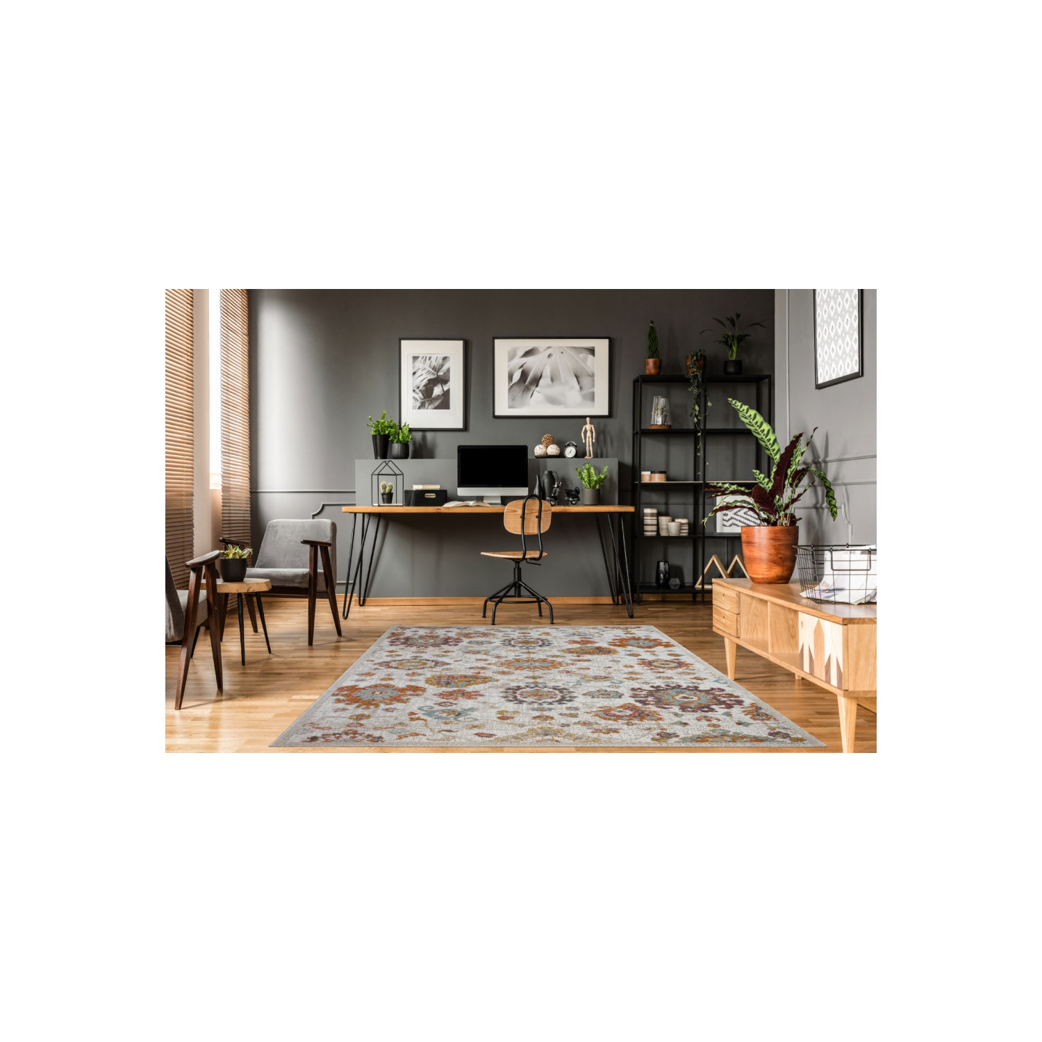 Ladole Rugs Venice Marigold Ornamental Area Rug Carpet in Cream, 4x5