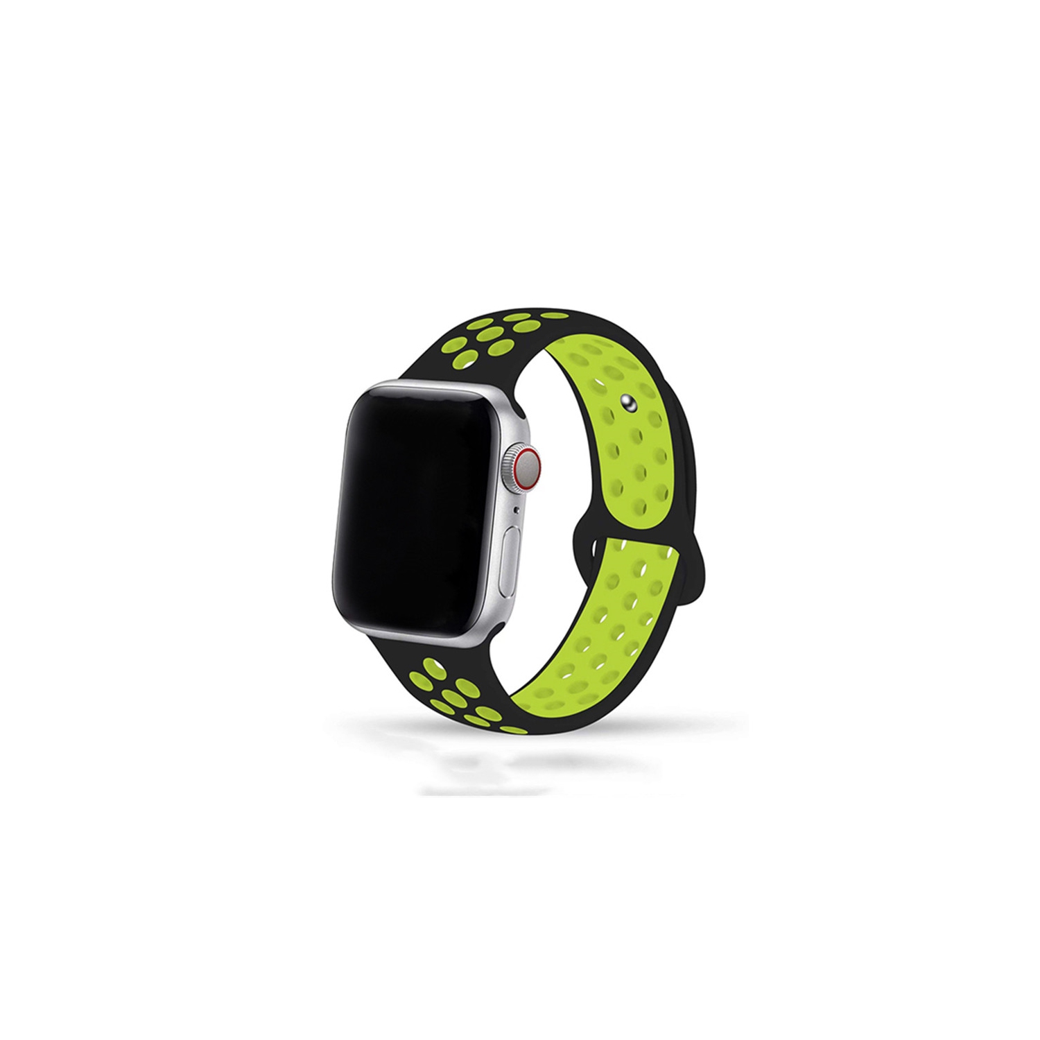 Sports Silicone Band Replacement Band Strap for Apple Watch iWatch Series 1 to 10 SE Ultra, 38mm 40mm 41mm 42mm(Series 10), Black Green