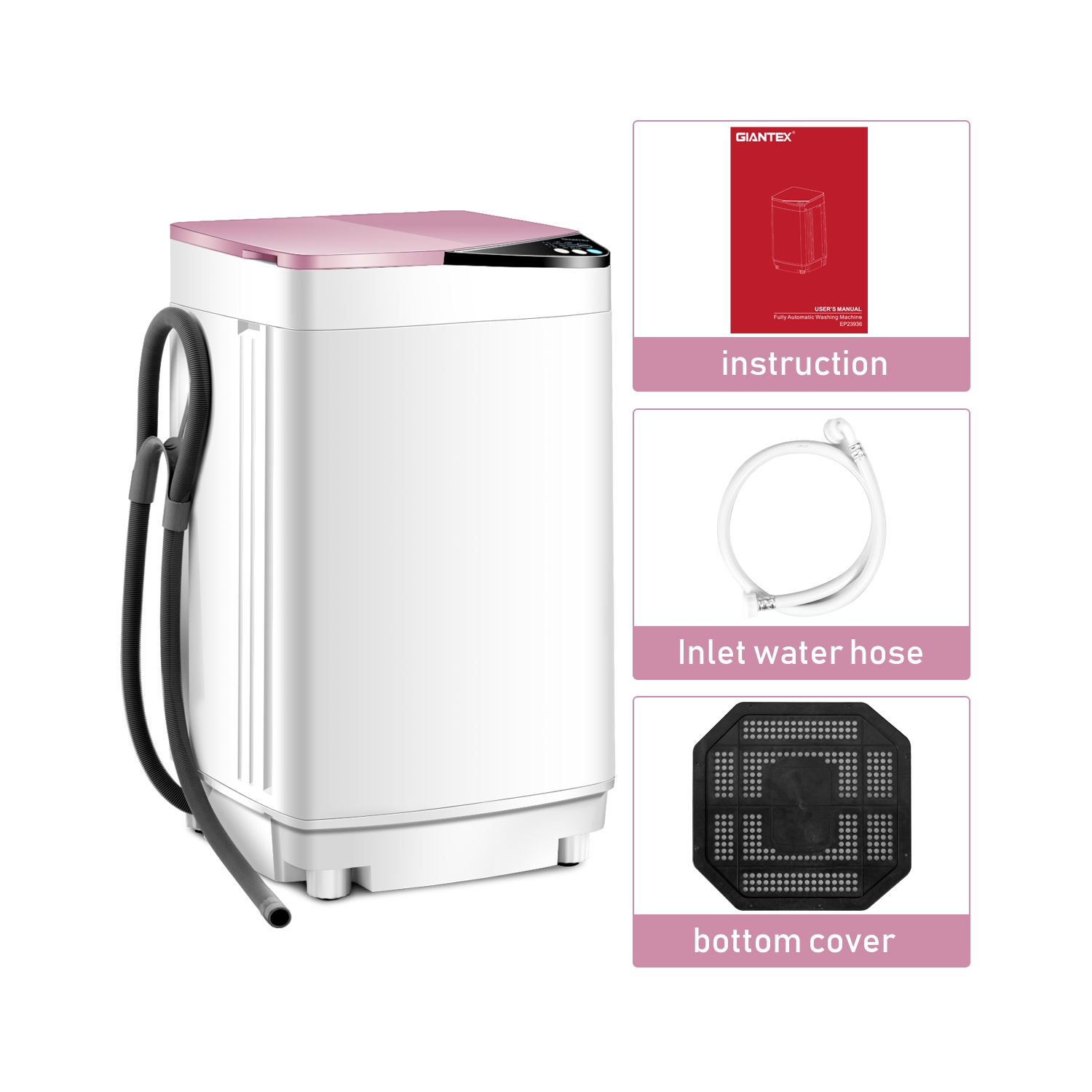 Costway Full-Automatic Portable Washing Machine 7.7lbs Washer with Germicidal UV-Light Spinner