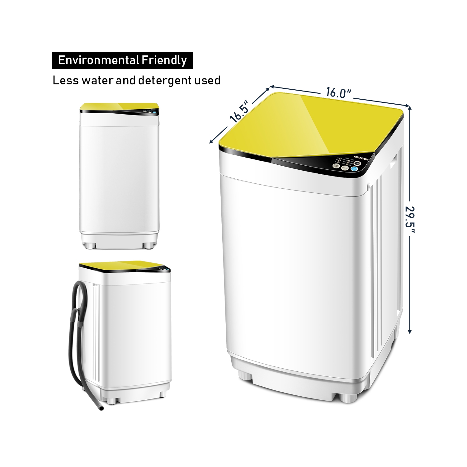 Costway Full-Automatic Portable Washing Machine 7.7lbs Washer with Germicidal UV-Light Spinner - Yellow