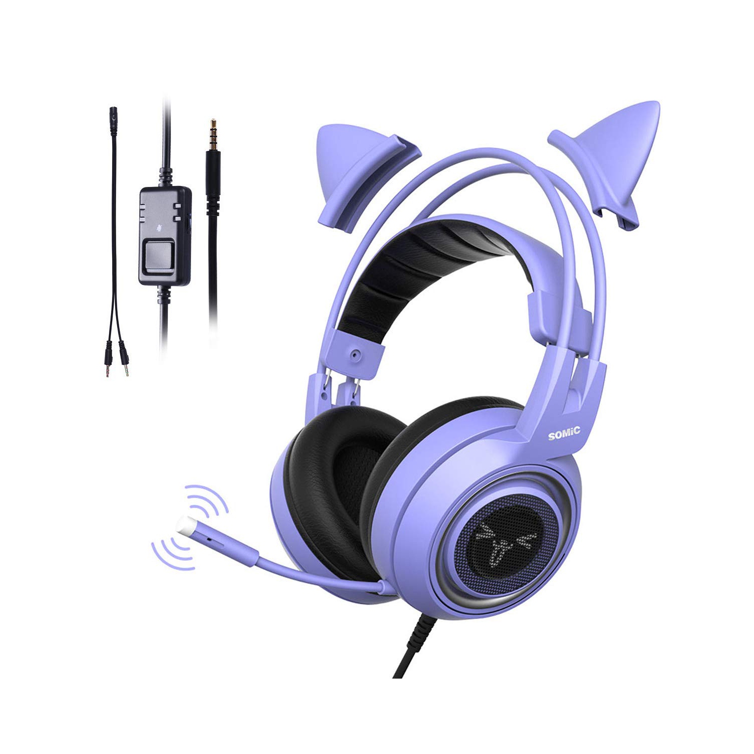 Pink Stereo Gaming Headset with Mic 3.5MM Sound Lightweight Self-Adjusting Over Ear Headphone