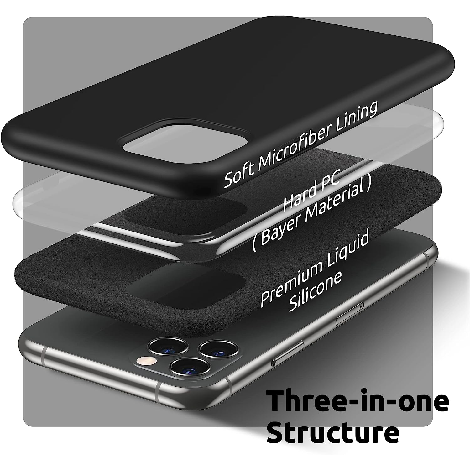 Silicone Case for iPhone 11 Pro Case, Liquid Silicone Protective Phone Case Cover Compatible with iPhone 11 Pro 5.8" (Black)
