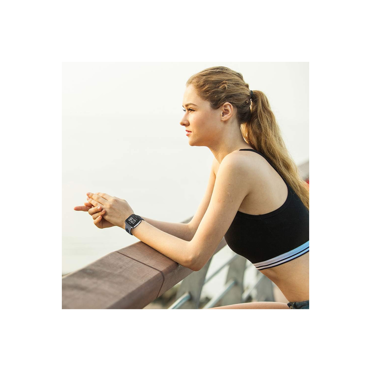 Bracelets sport compatibles avec Fitbit Versa/Versa 2/Versa Lite, silicone souple étanche et perméable à l'air Bracelet de montre sport de rechange