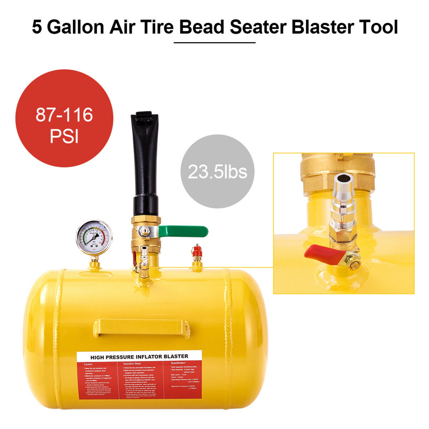 Gymax 5 Gallon Compact Air Tire Bead Seater Blaster Tool