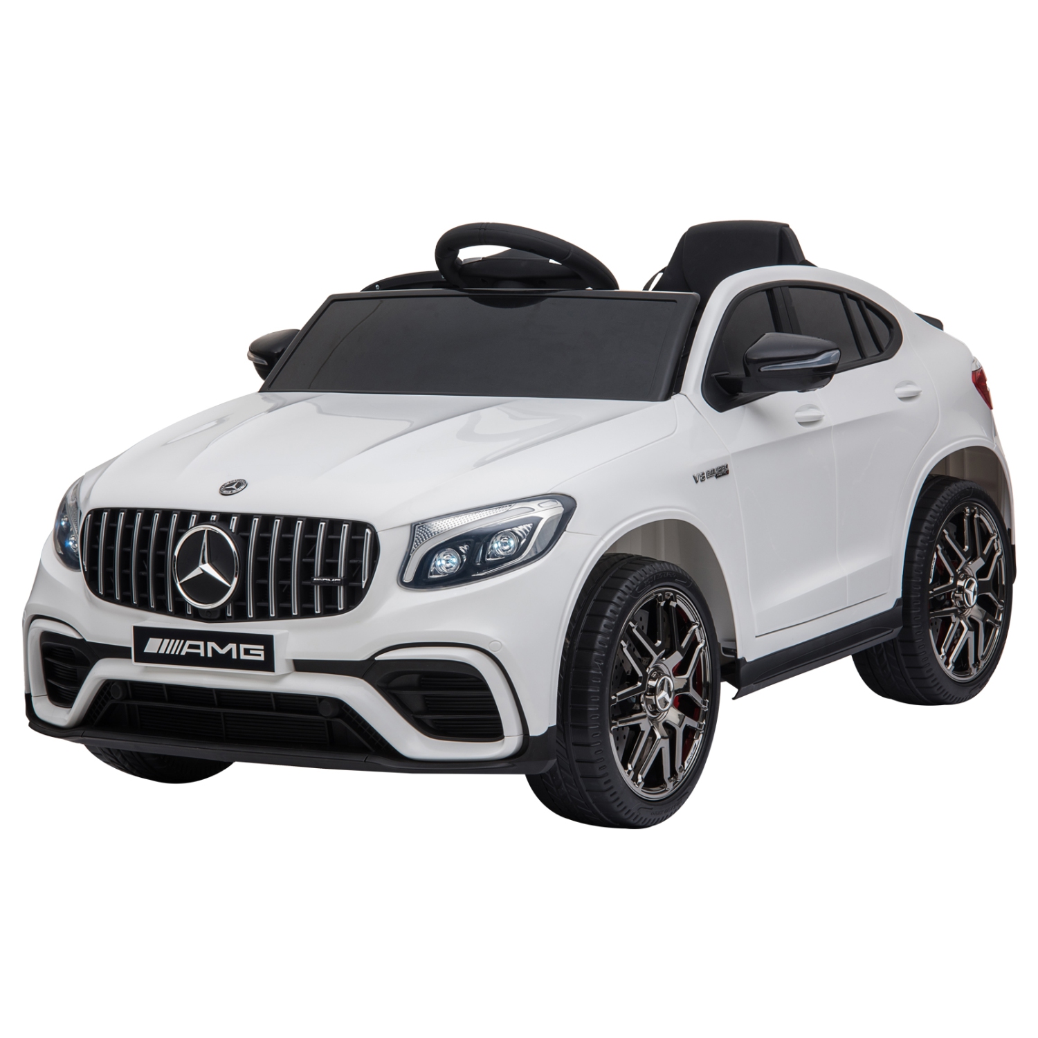 Jouet porteur pour enfants Aosom 12&nbsp;V/7AH, Mercedes Benz AMG GLC63S Coupé, voiture électrique avec télécommande, poignée, 2 vitesses, avec