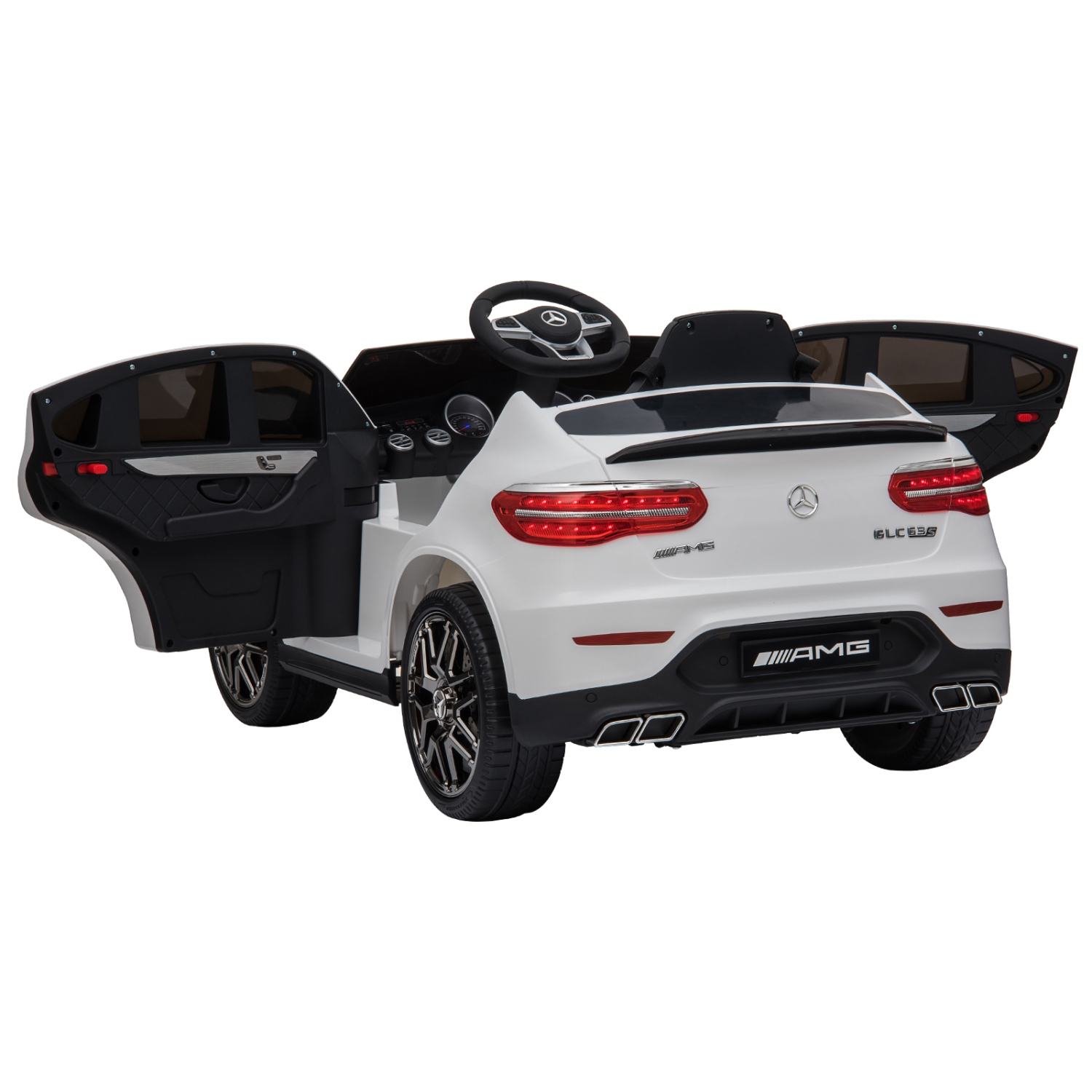Jouet porteur pour enfants Aosom 12&nbsp;V/7AH, Mercedes Benz AMG GLC63S Coupé, voiture électrique avec télécommande, poignée, 2 vitesses, avec