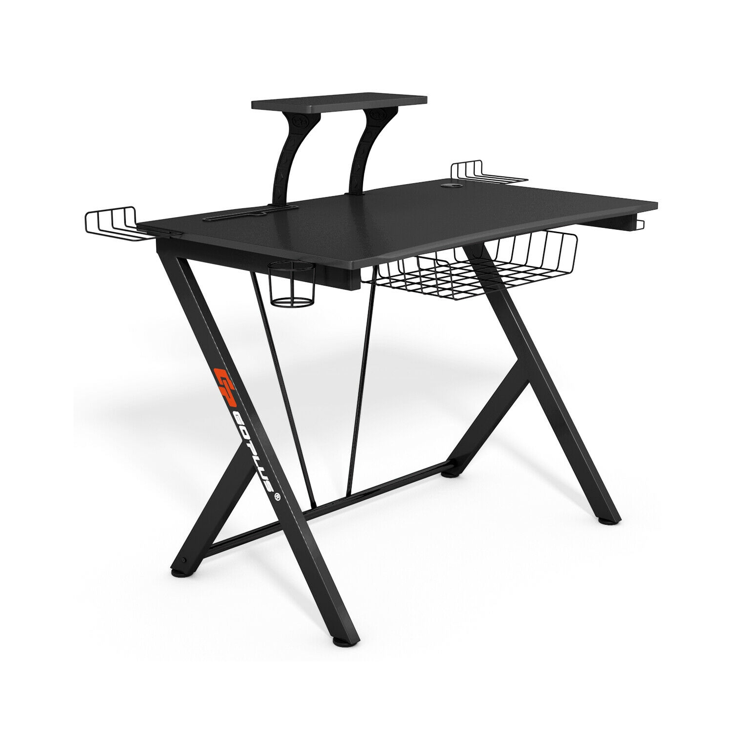 Gymax Gaming Desk Computer Desk PC Table Workstation with Headphone Hook & Cup Holder