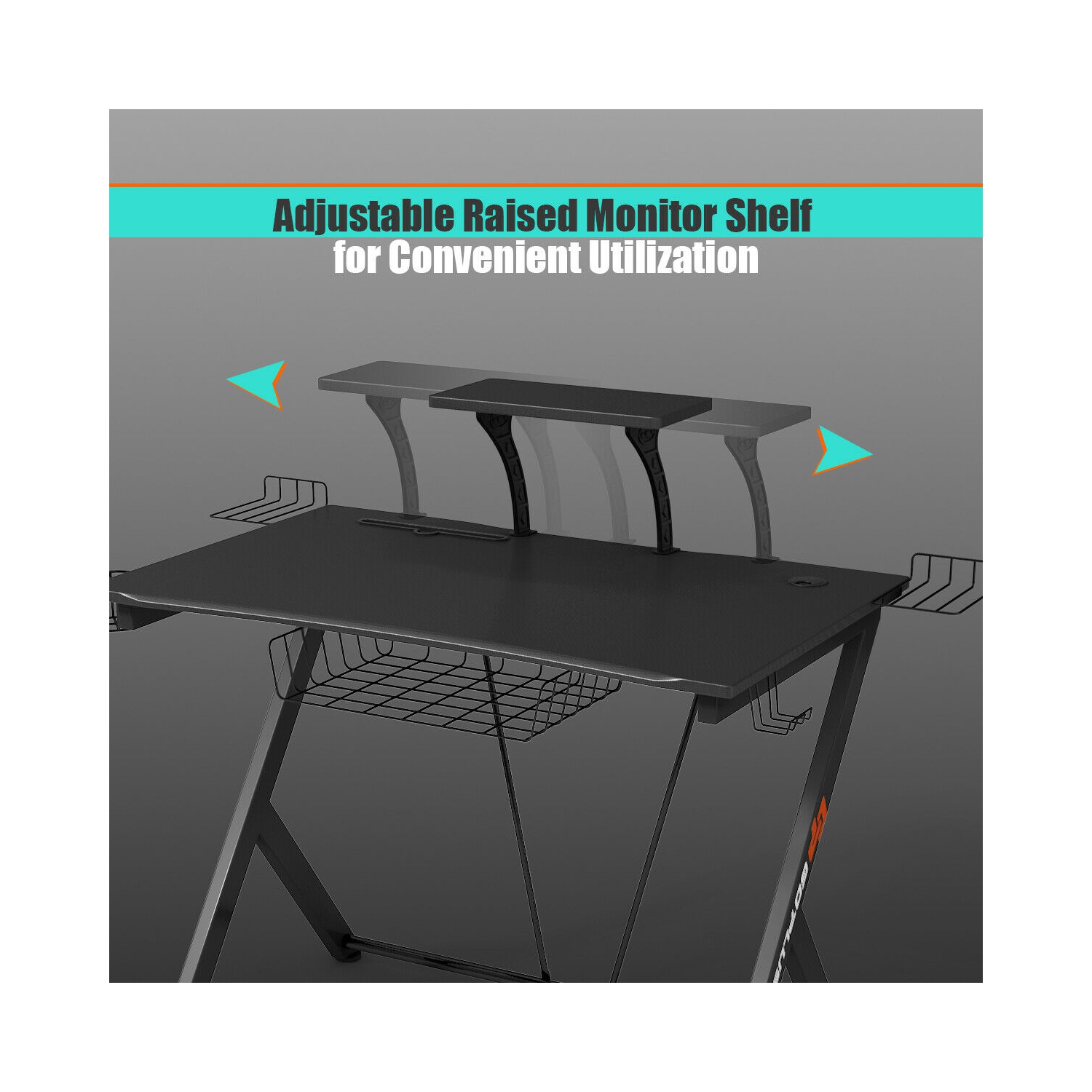 Gymax Gaming Desk Computer Desk PC Table Workstation with Headphone Hook & Cup Holder