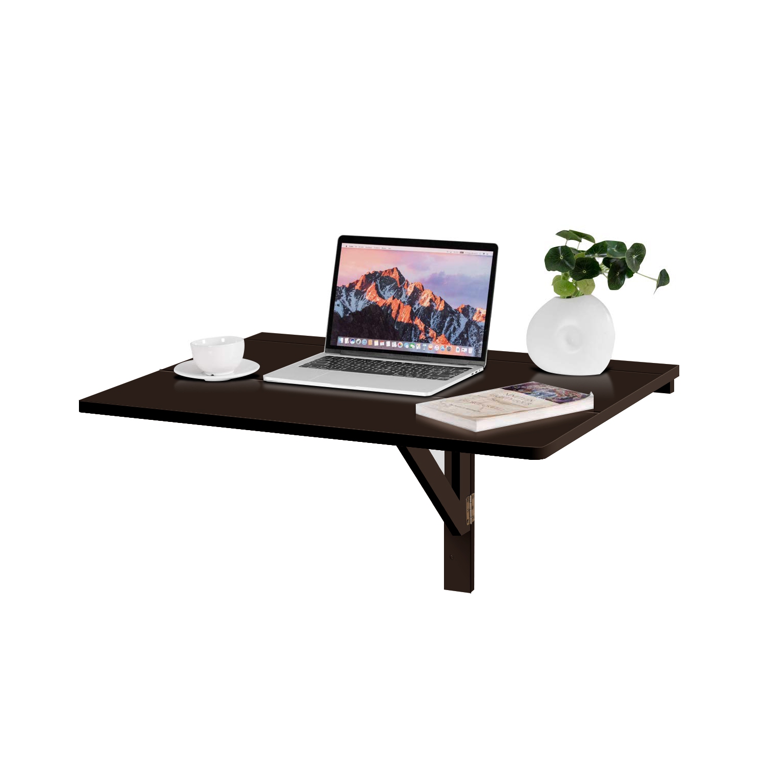 Gymax Wall-Mounted Drop-Leaf Table Folding Kitchen Dining Table Desk Space Saver