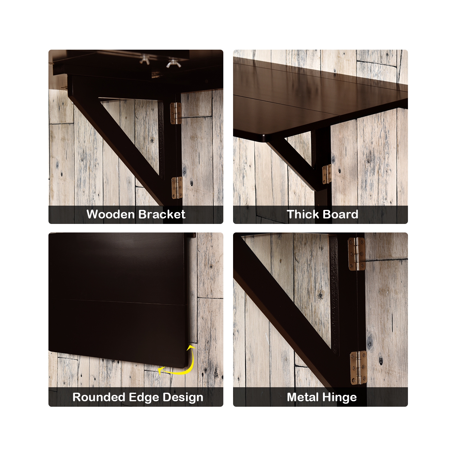 Gymax Wall-Mounted Drop-Leaf Table Folding Kitchen Dining Table Desk Space Saver