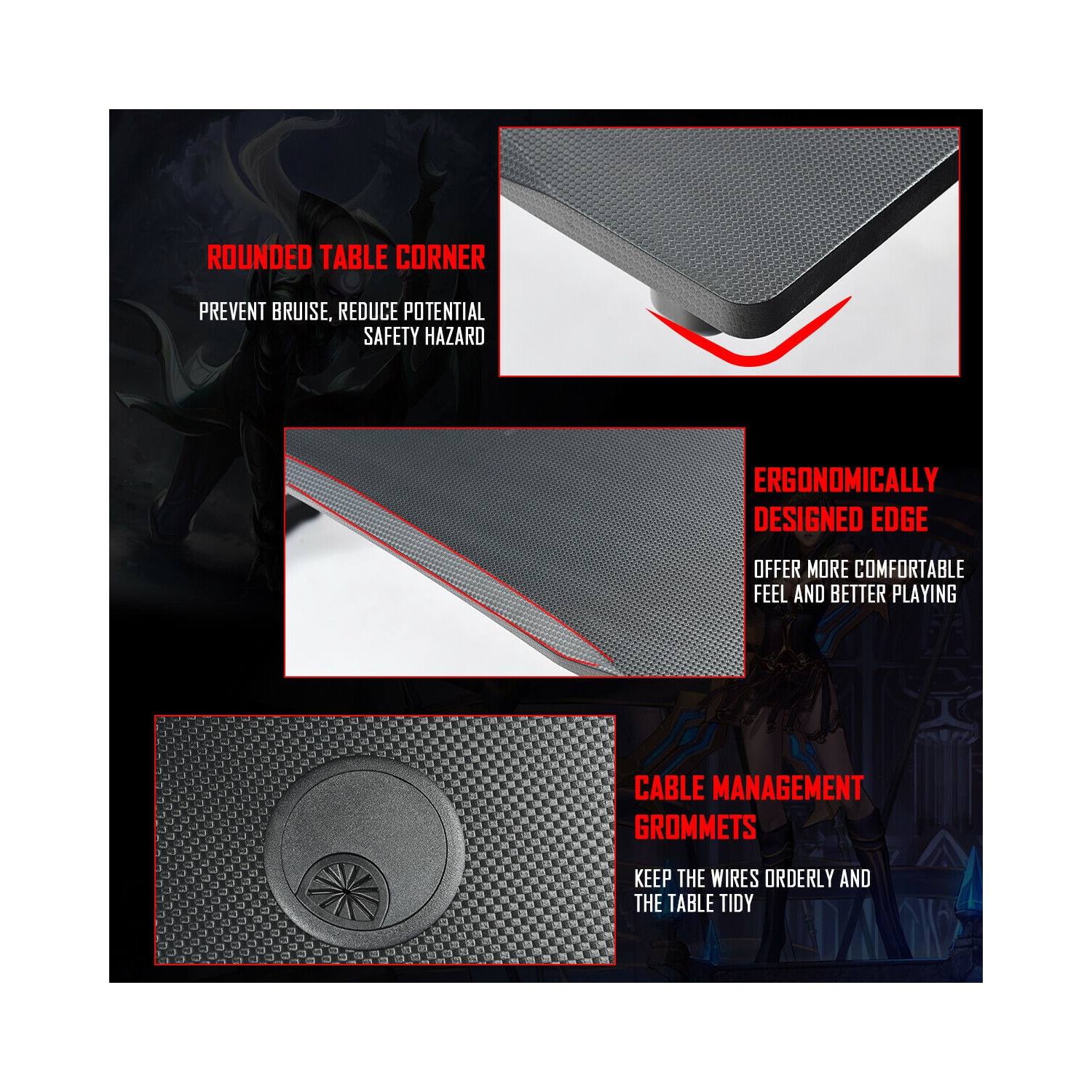 Gymax Gaming Desk Computer Studio Desk PC Table Z Shape Gamer Workstation w/Mousepad