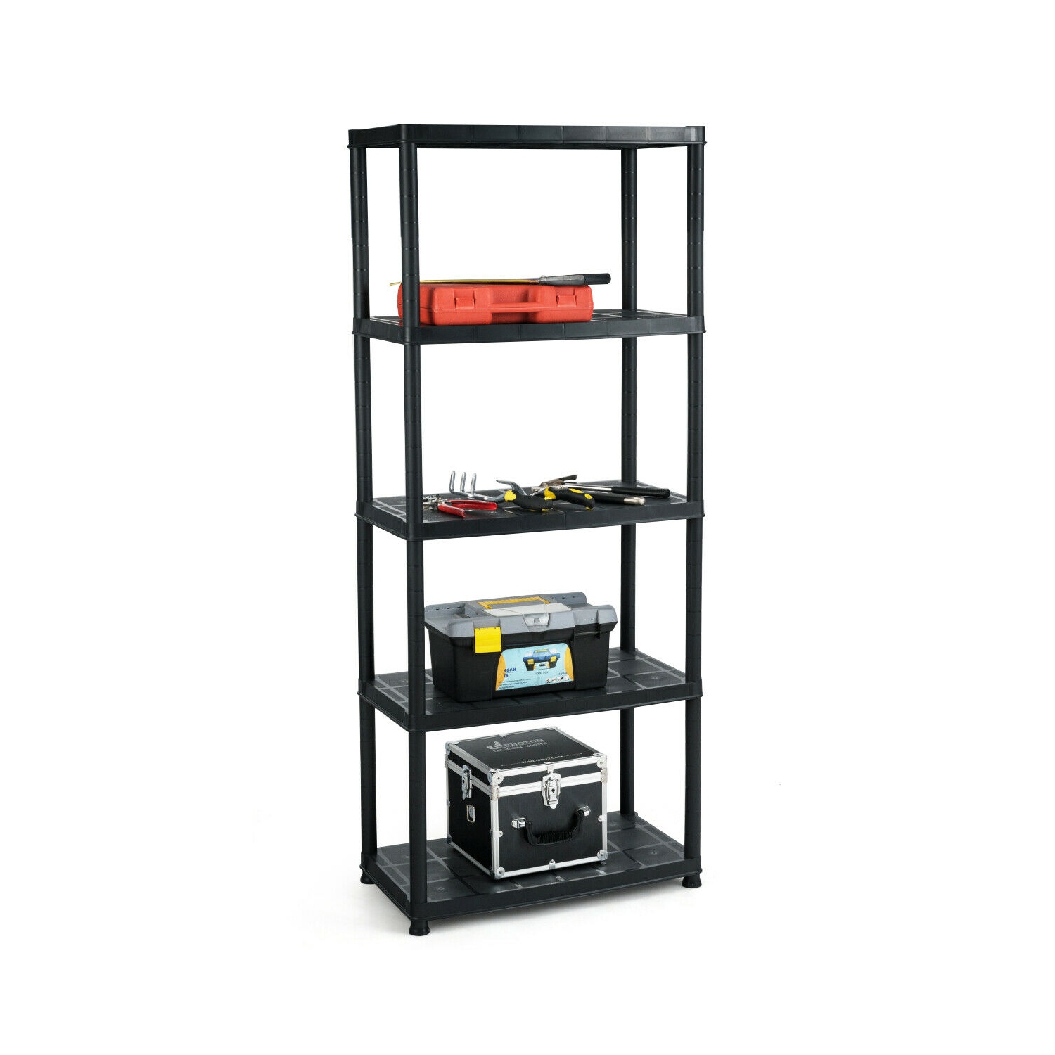 Gymax 5-Tier Storage Shelving Freestanding Heavy Duty Rack 33.5"L X 16"W X 73"H Black