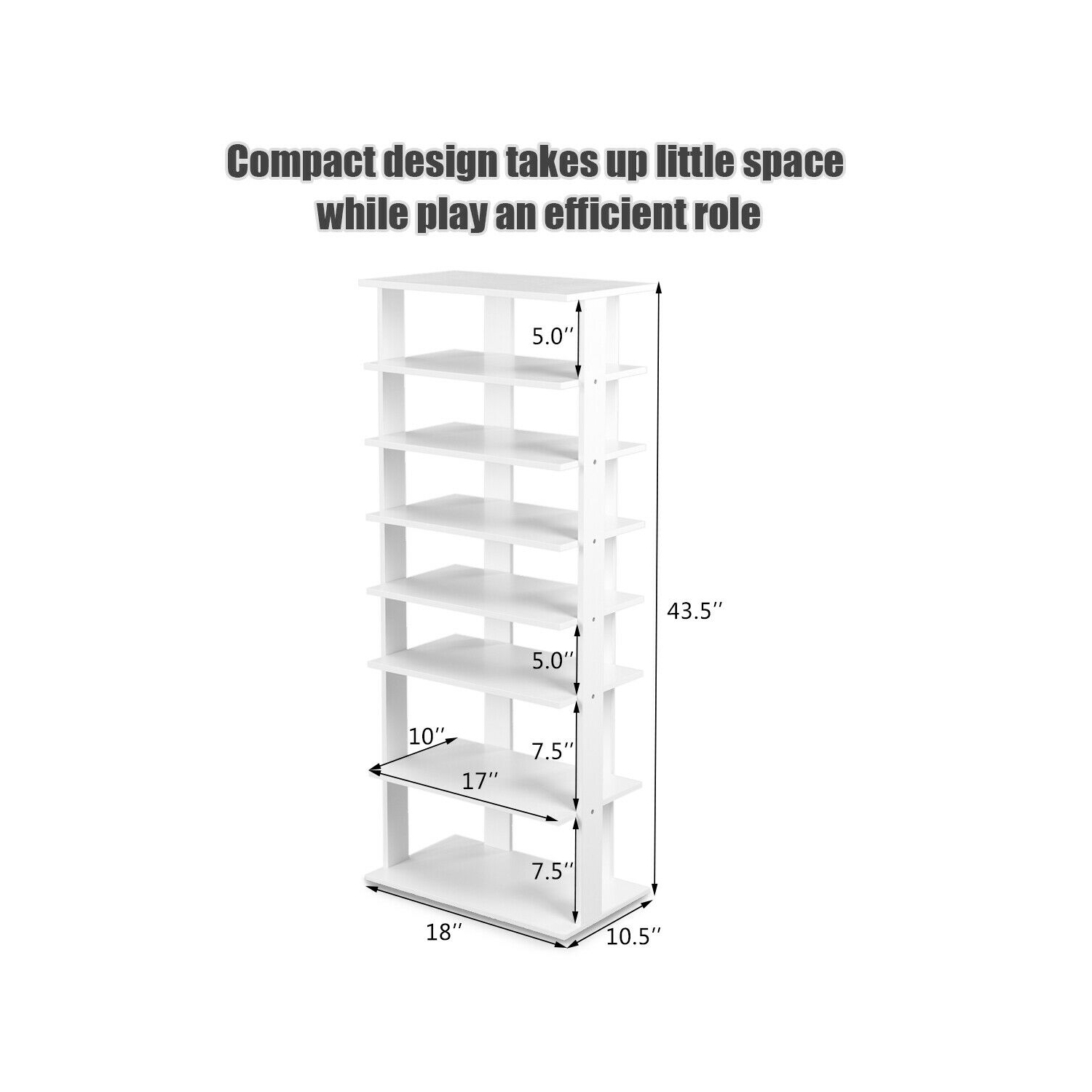 Gymax Patented Wooden Shoes Storage Stand 7 Tiers Big Shoe Rack Organizer Multi-Shoe Rack