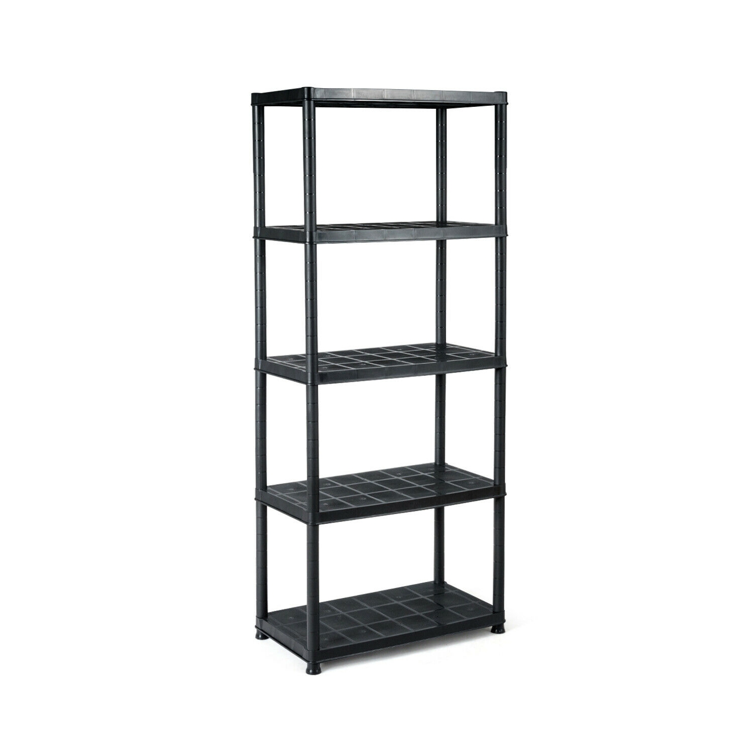 Gymax 5-Tier Storage Shelving Freestanding Heavy Duty Rack 36"L X 18"W X 73"H Black