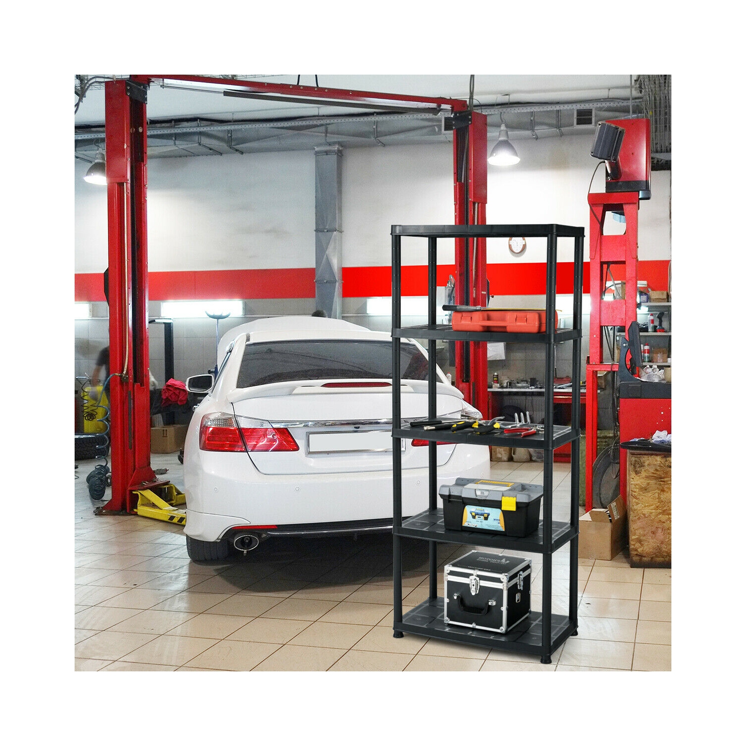 Gymax 5-Tier Storage Shelving Freestanding Heavy Duty Rack 36"L X 18"W X 73"H Black