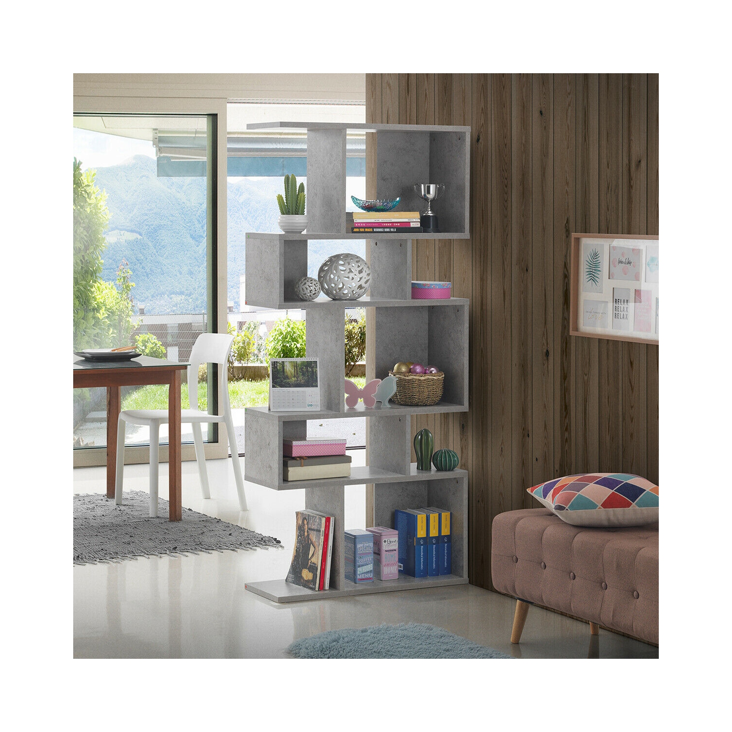 Gymax 5 Cubes Ladder Shelf Freestanding Corner Bookshelf Display Rack Bookcase