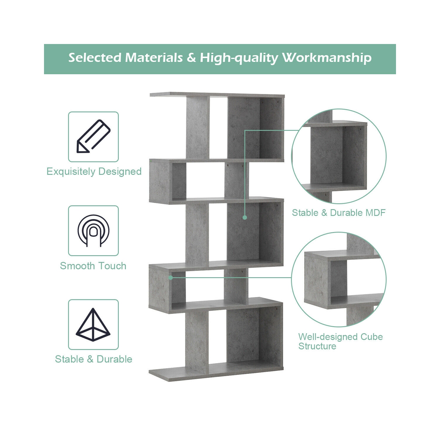 Gymax 5 Cubes Ladder Shelf Freestanding Corner Bookshelf Display Rack Bookcase