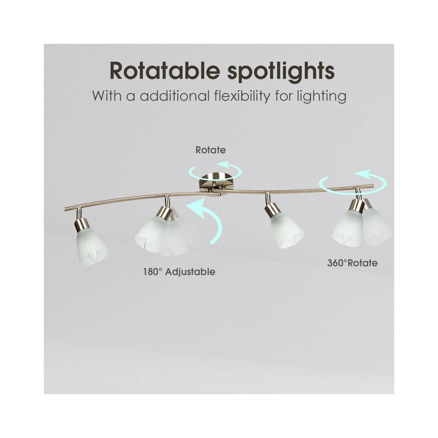 Gymax Rotatable 4-Light Track Light Glass Shade Chandelier Spotlight