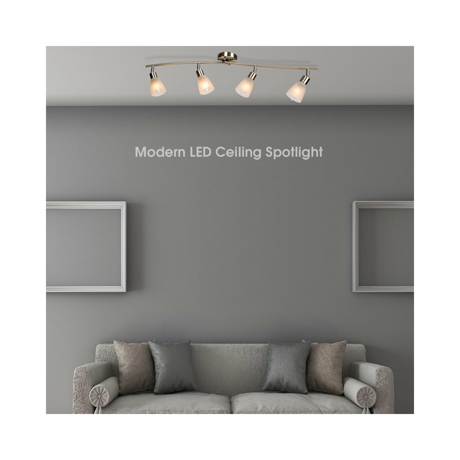 Gymax Rotatable 4-Light Track Light Glass Shade Chandelier Spotlight