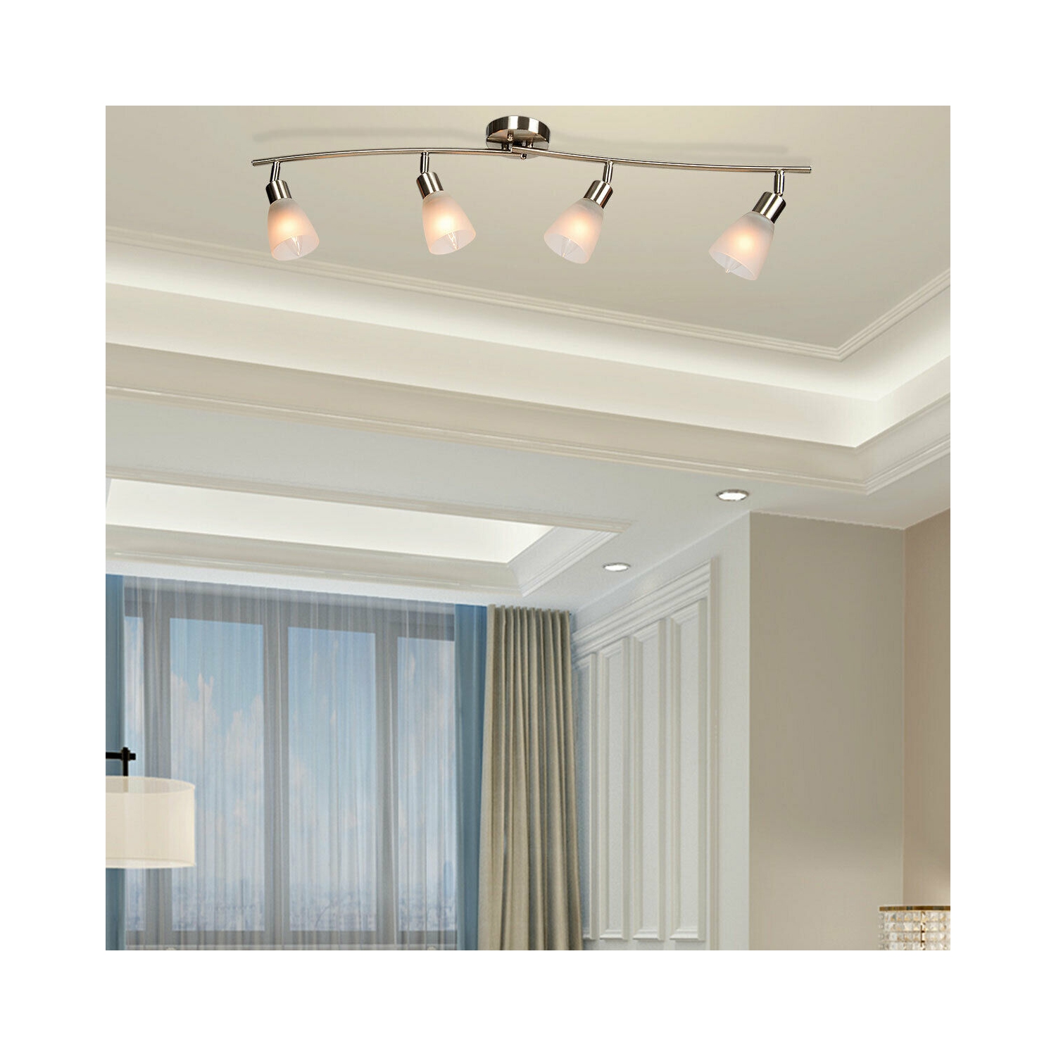 Gymax Rotatable 4-Light Track Light Glass Shade Chandelier Spotlight