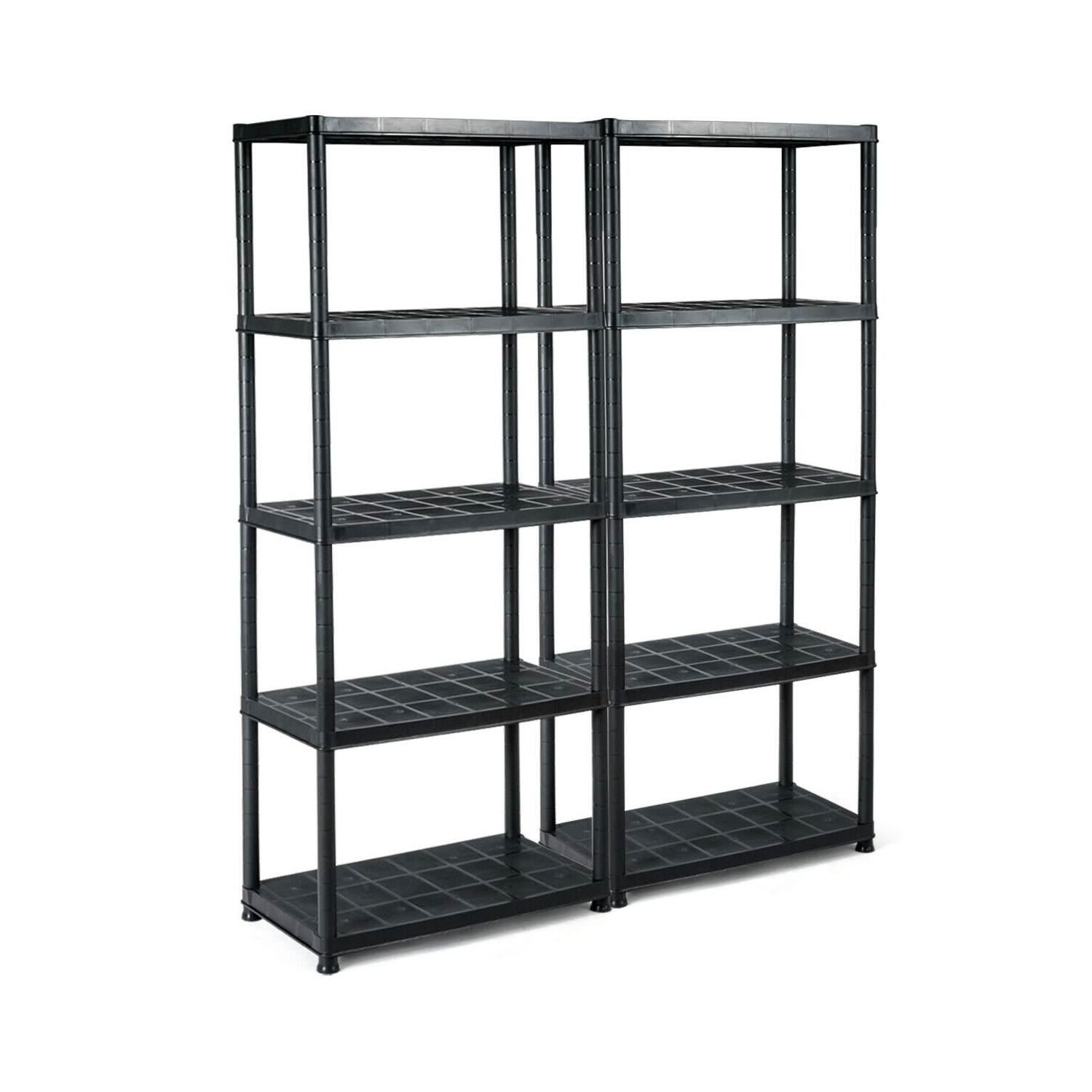 Gymax 2 PCS 5-Tier Ventilated Shelving Storage Rack Free Standing Multi-Use Shelf Unit