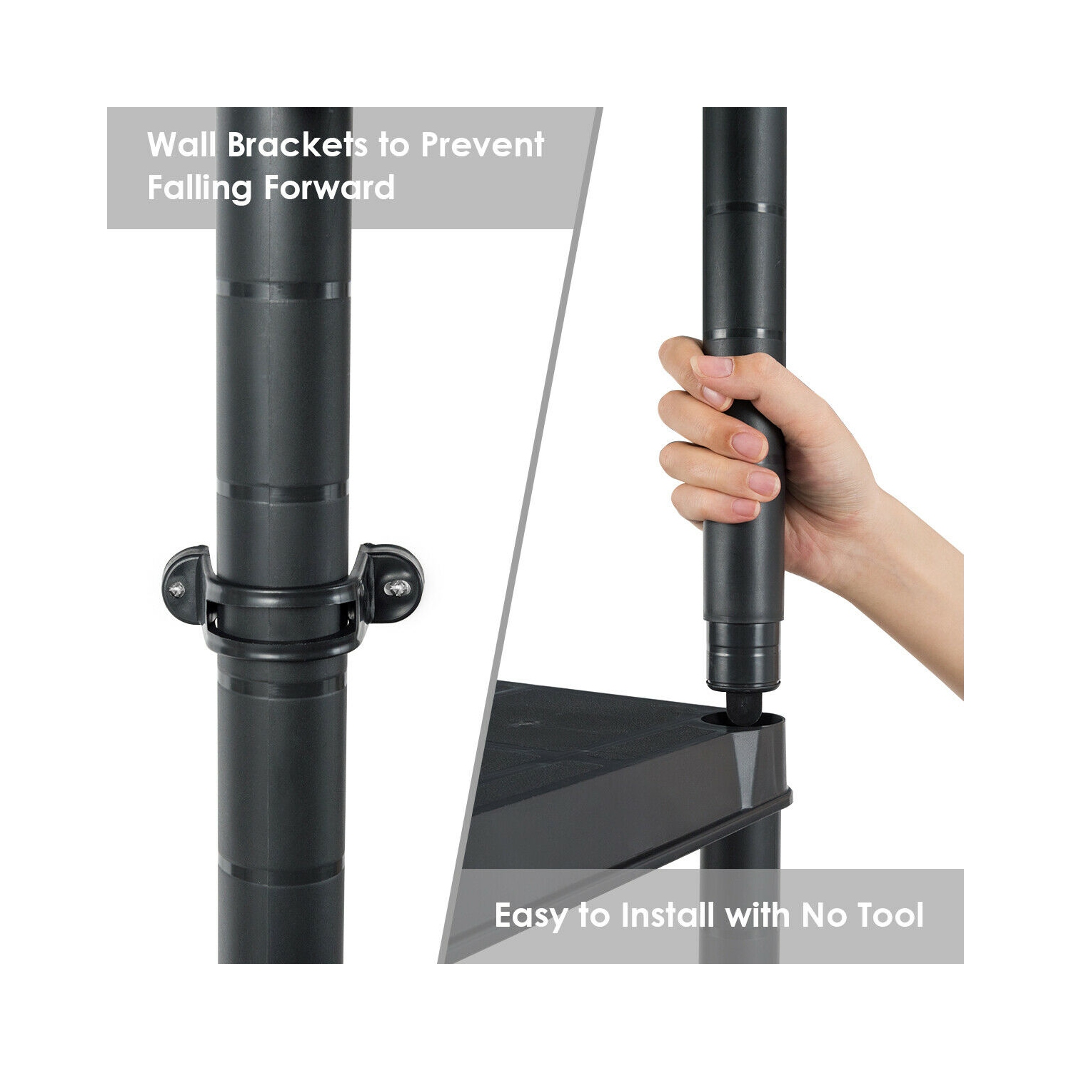 Gymax 2 PCS 5-Tier Ventilated Shelving Storage Rack Free Standing Multi-Use Shelf Unit